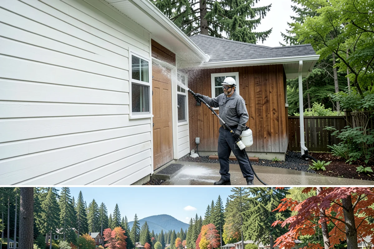 HOA Pressure Washing in Covington, King County, WA - A spring deep clean paired with a fall moss treatment keeps community areas safe through Washington's wettest months.