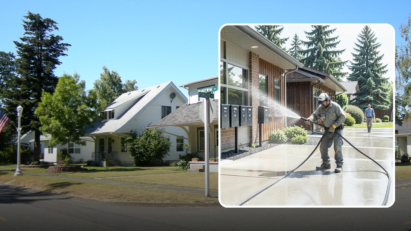 HOA Pressure Washing in DuPont, Pierce County, WA - We help Washington homeowner associations maintain clean shared sidewalks, mailboxes, and community structures on a predictable...
