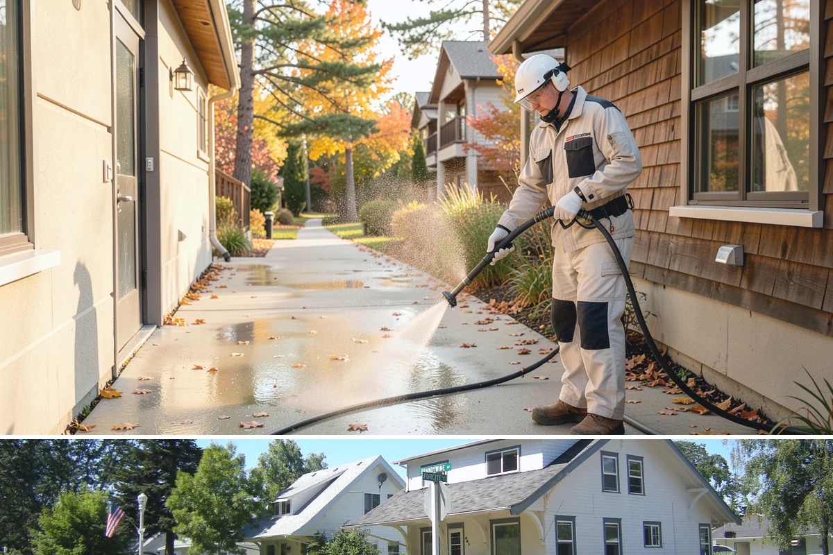 HOA Pressure Washing in DuPont, Pierce County, WA - A spring deep clean paired with a fall moss treatment keeps community areas safe through Washington's wettest months.