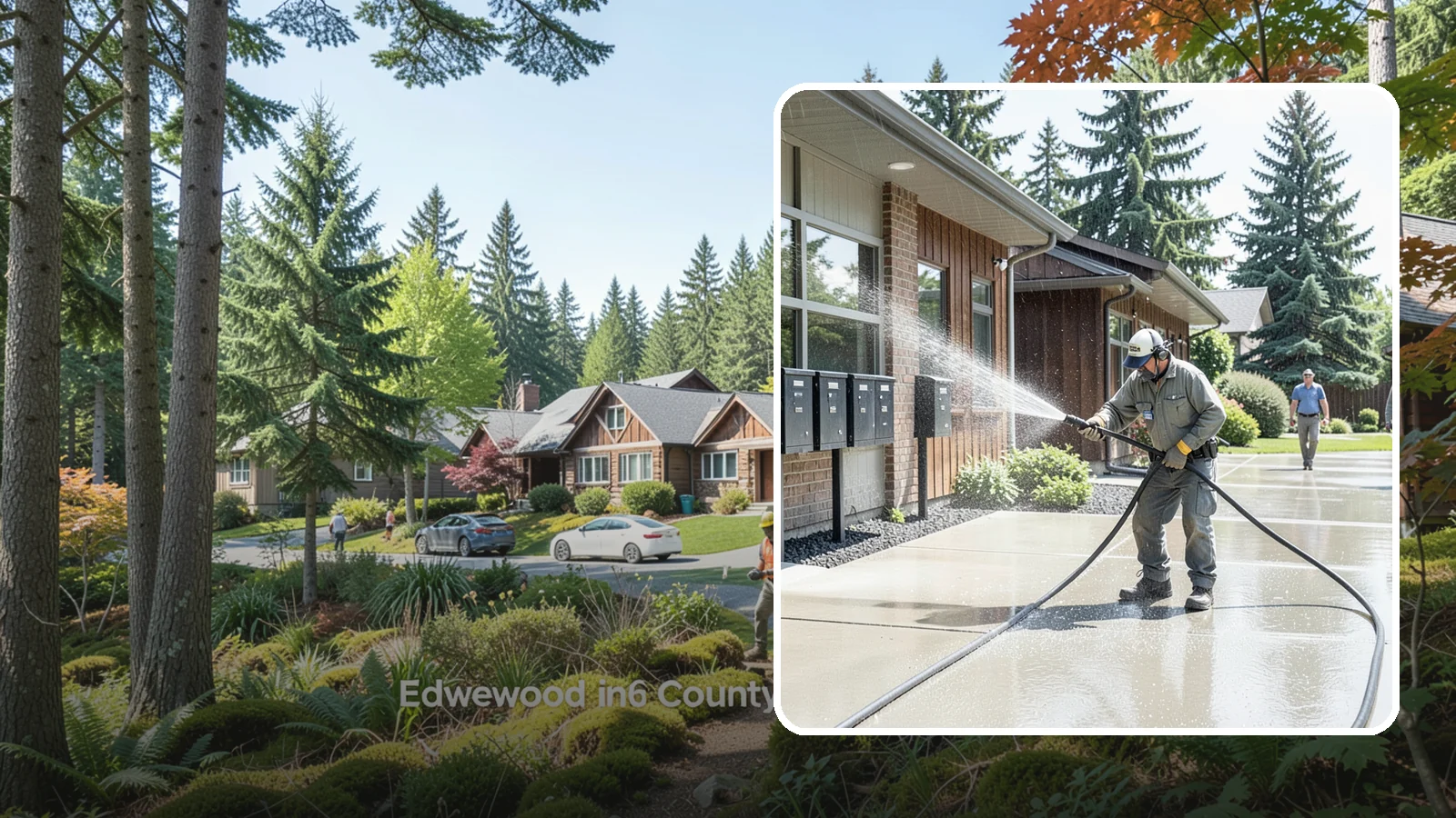 HOA Pressure Washing in Edgewood, Pierce County, WA - We help Washington homeowner associations maintain clean shared sidewalks, mailboxes, and community structures on a predictable...