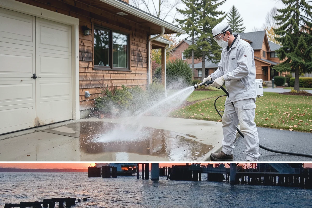HOA Pressure Washing in Edmonds, Snohomish County, WA - A spring deep clean paired with a fall moss treatment keeps community areas safe through Washington's wettest months.