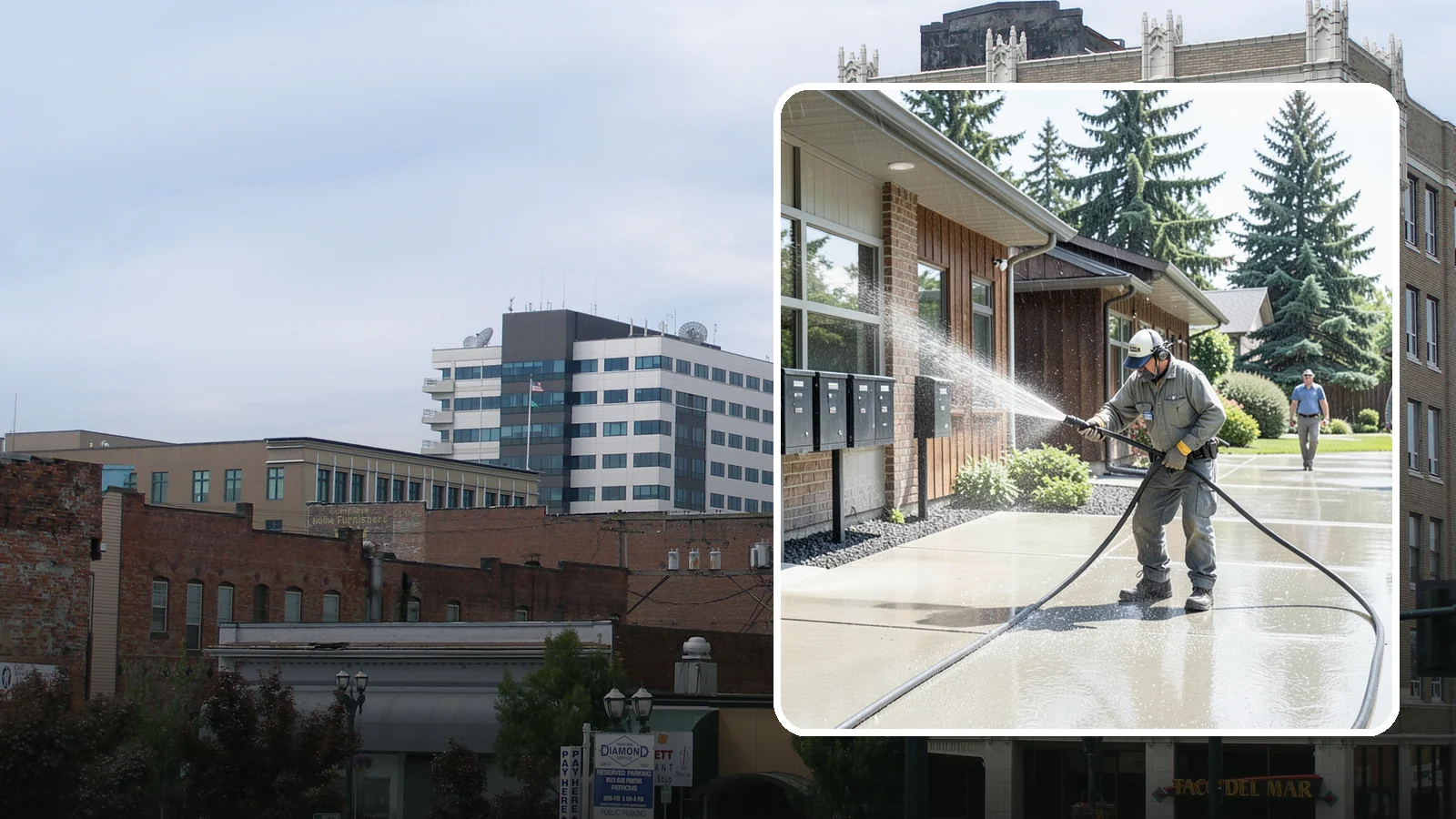 HOA Pressure Washing in Everett, Snohomish County, WA - We help Washington homeowner associations maintain clean shared sidewalks, mailboxes, and community structures on a predictable...