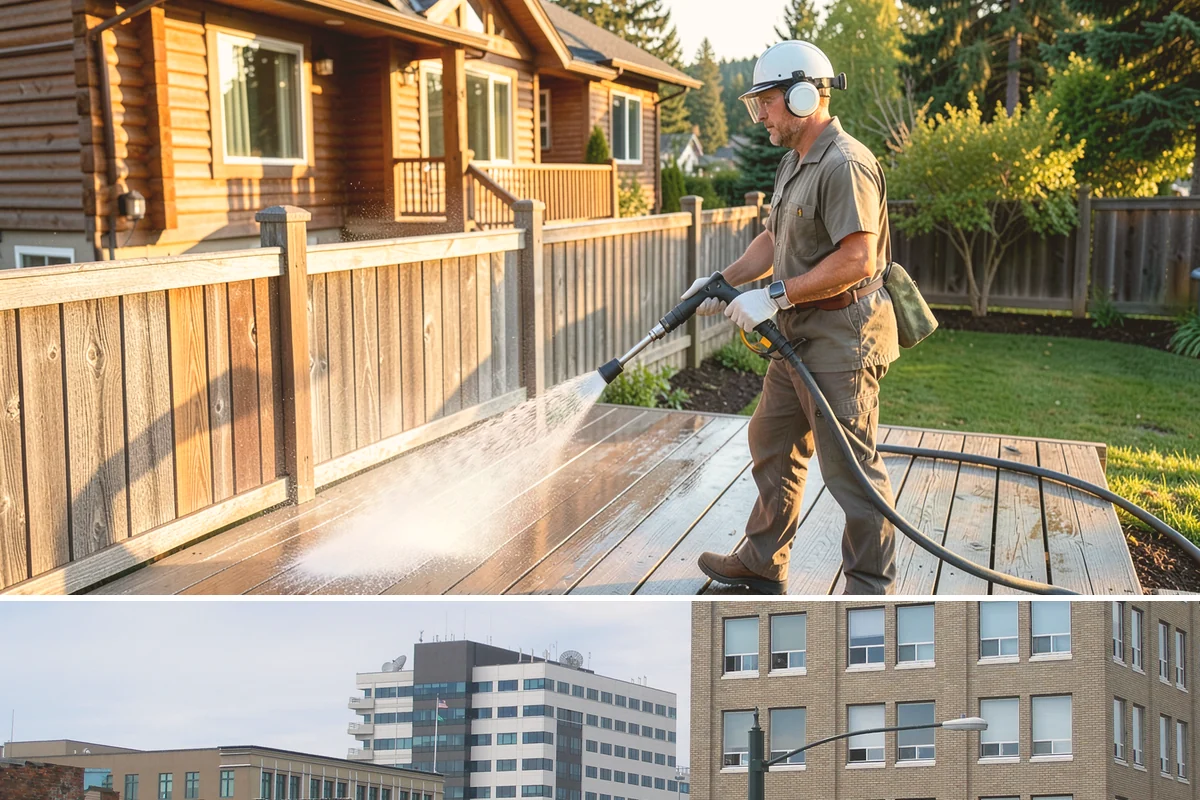 HOA Pressure Washing in Everett, Snohomish County, WA - A spring deep clean paired with a fall moss treatment keeps community areas safe through Washington's wettest months.