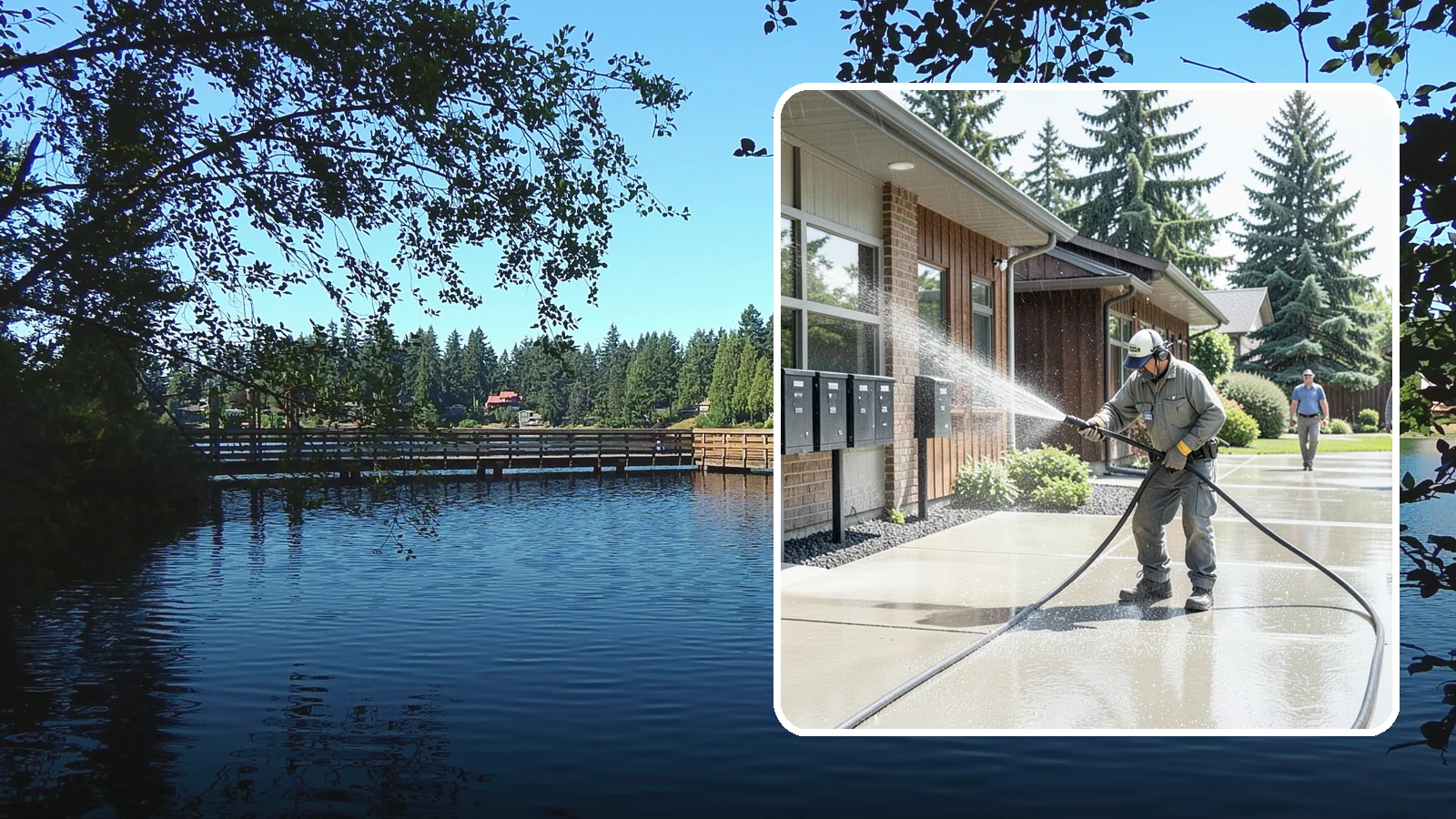 HOA Pressure Washing in Federal Way, King County, WA - We help Washington homeowner associations maintain clean shared sidewalks, mailboxes, and community structures on a predictable...