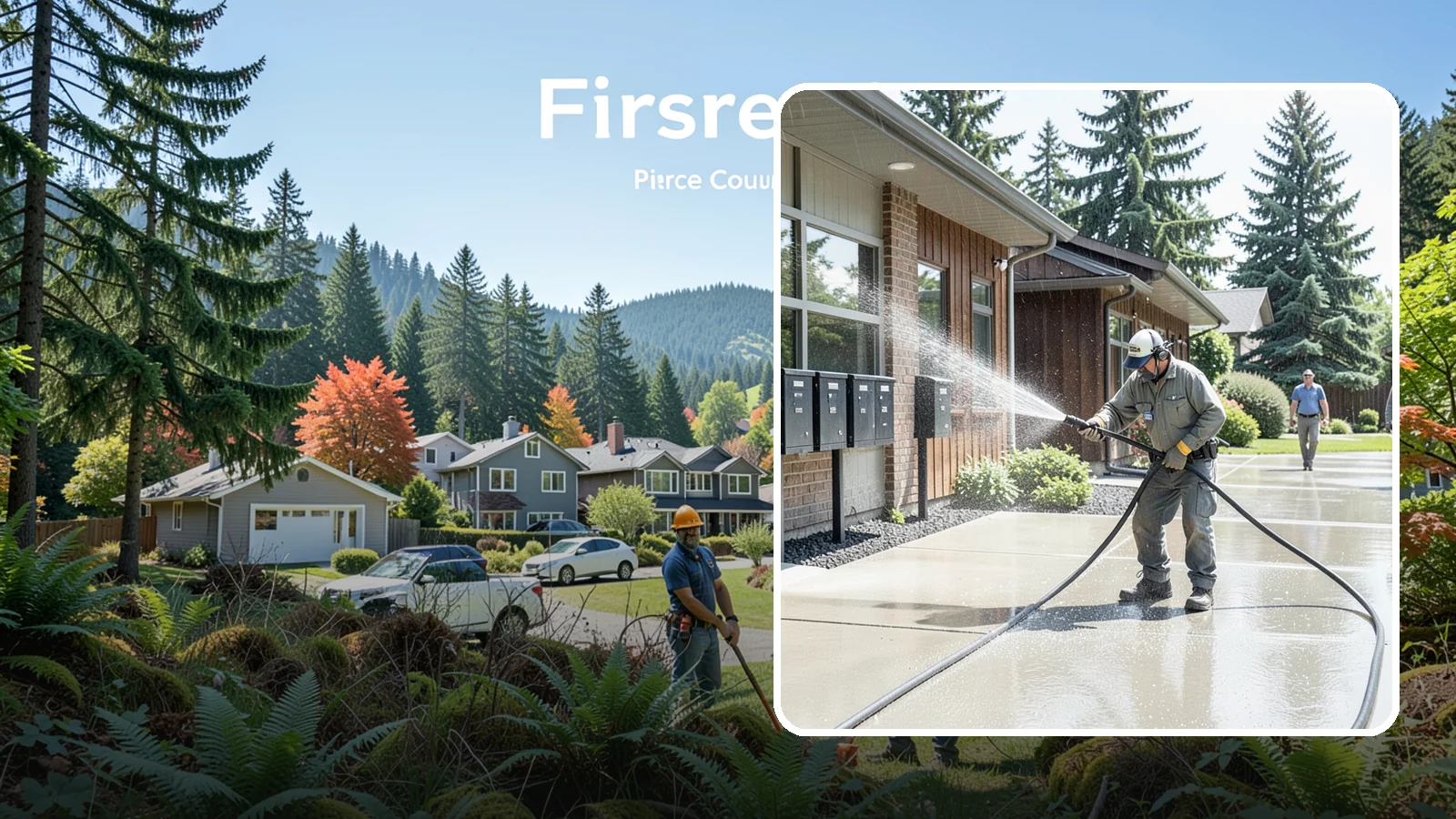 HOA Pressure Washing in Fircrest, Pierce County, WA - We help Washington homeowner associations maintain clean shared sidewalks, mailboxes, and community structures on a predictable...