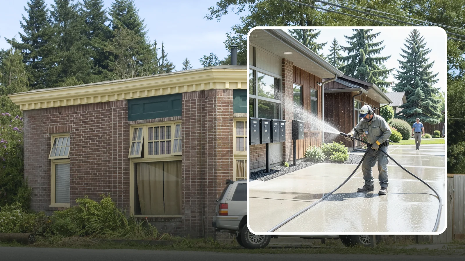 HOA Pressure Washing in Hamilton, Skagit County, WA - We help Washington homeowner associations maintain clean shared sidewalks, mailboxes, and community structures on a predictable...