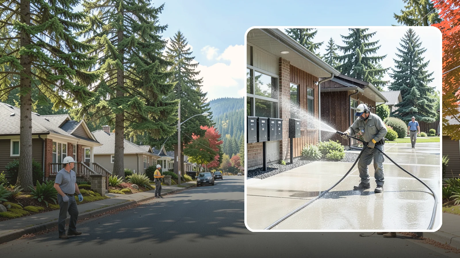 HOA Pressure Washing in Hunts Point, King County, WA - We help Washington homeowner associations maintain clean shared sidewalks, mailboxes, and community structures on a predictable...