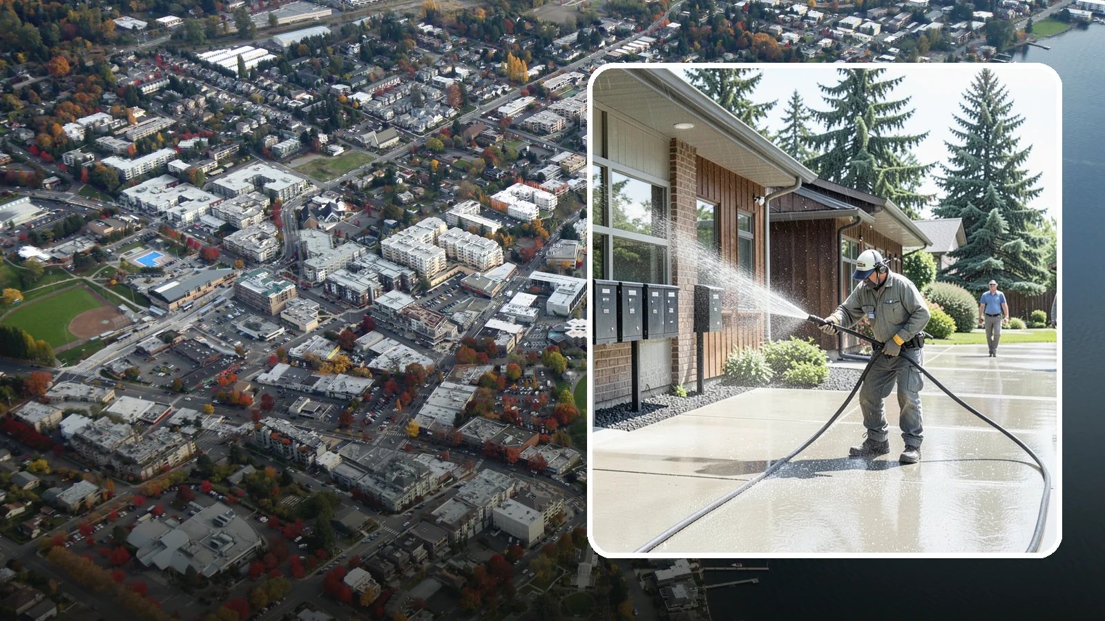 HOA Pressure Washing in Kirkland, King County, WA - We help Washington homeowner associations maintain clean shared sidewalks, mailboxes, and community structures on a predictable...