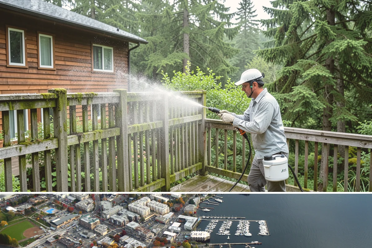 HOA Pressure Washing in Kirkland, King County, WA - A spring deep clean paired with a fall moss treatment keeps community areas safe through Washington's wettest months.