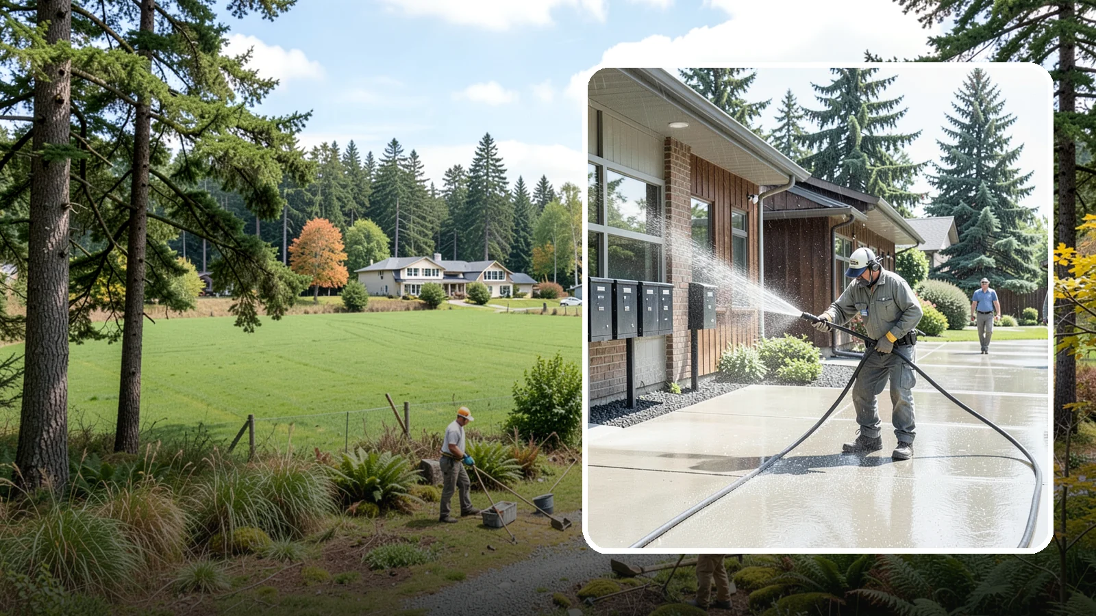 HOA Pressure Washing in Lyman, Skagit County, WA - We help Washington homeowner associations maintain clean shared sidewalks, mailboxes, and community structures on a predictable...