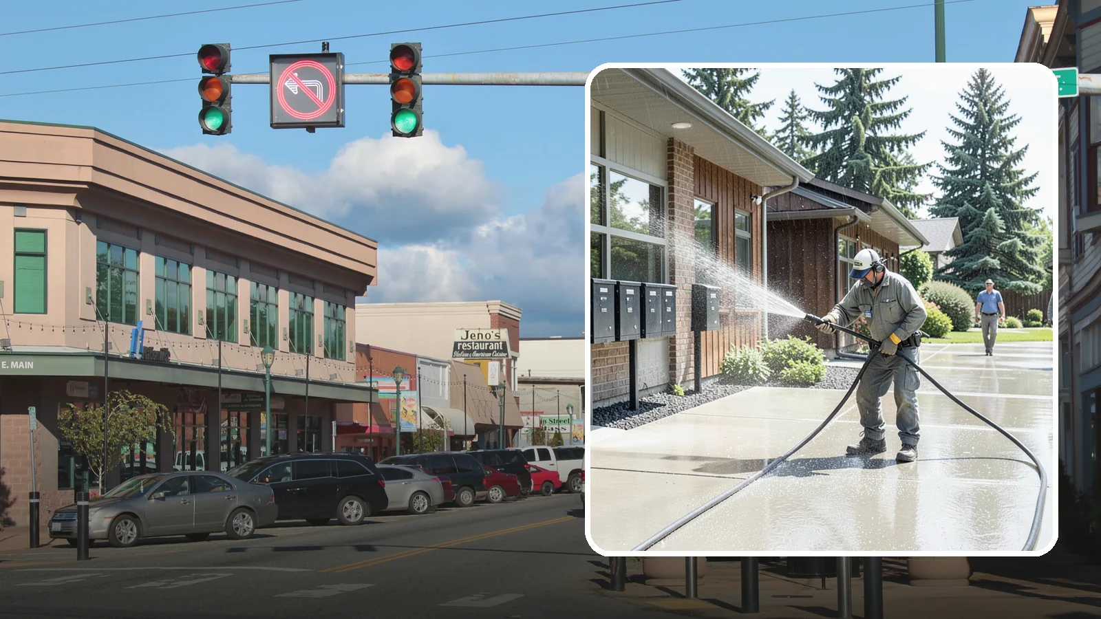 HOA Pressure Washing in Monroe, Snohomish County, WA - We help Washington homeowner associations maintain clean shared sidewalks, mailboxes, and community structures on a predictable...