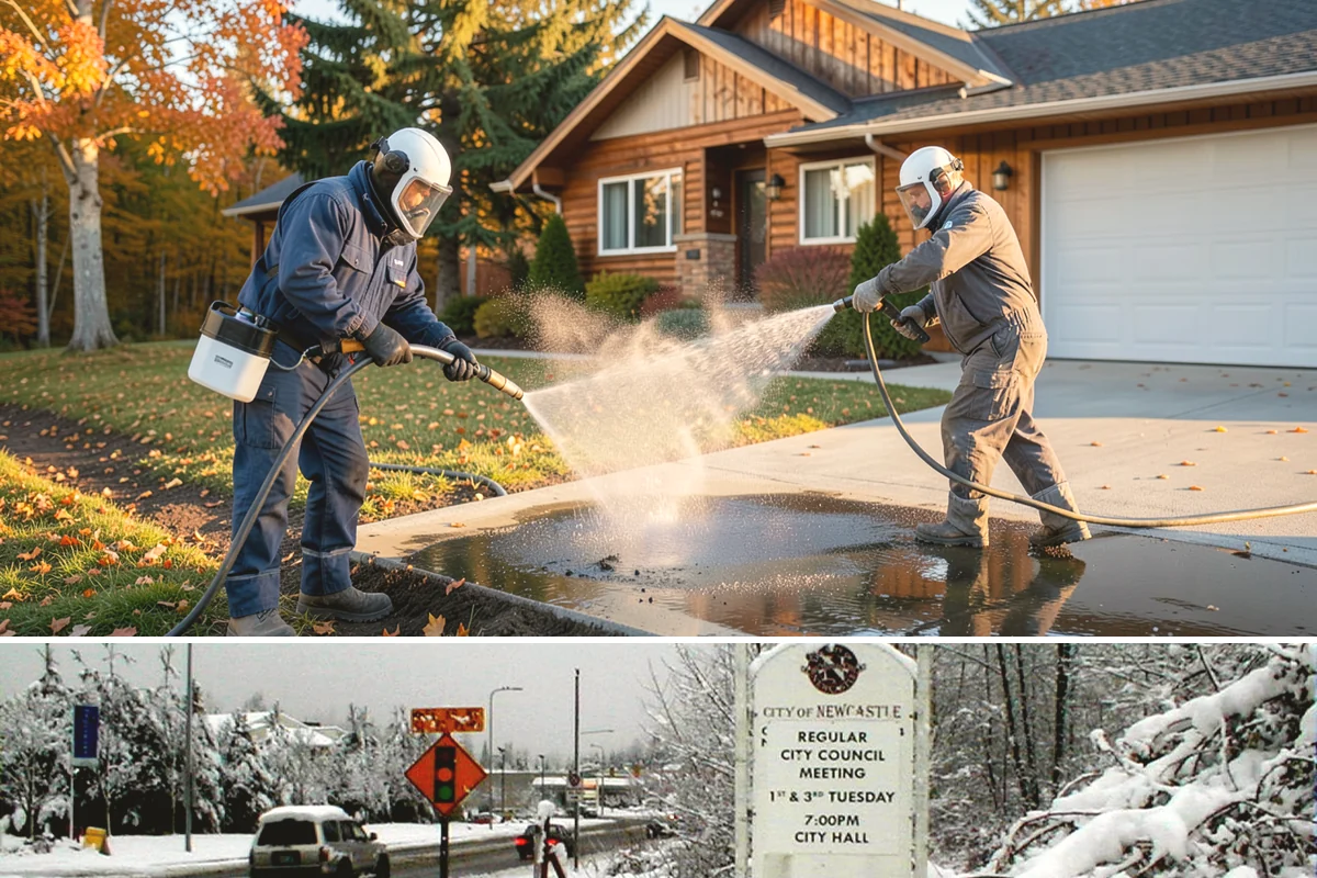 HOA Pressure Washing in Newcastle, King County, WA - A spring deep clean paired with a fall moss treatment keeps community areas safe through Washington's wettest months.
