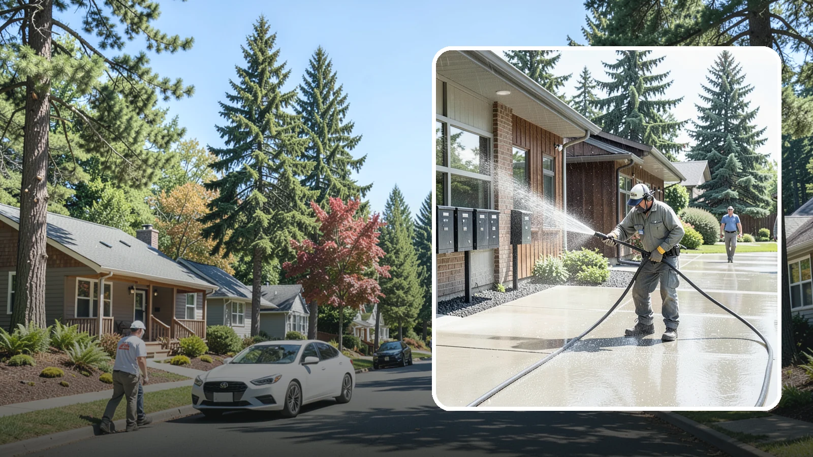 HOA Pressure Washing in Orting, Pierce County, WA - We help Washington homeowner associations maintain clean shared sidewalks, mailboxes, and community structures on a predictable...