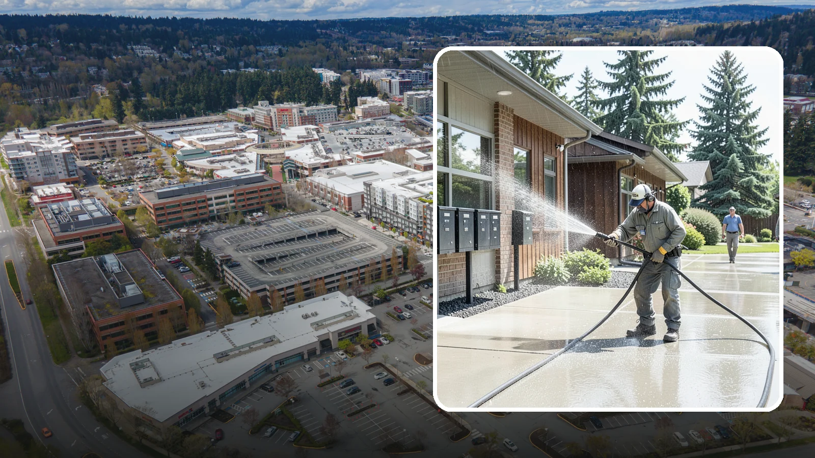 HOA Pressure Washing in Redmond, King County, WA - We help Washington homeowner associations maintain clean shared sidewalks, mailboxes, and community structures on a predictable...