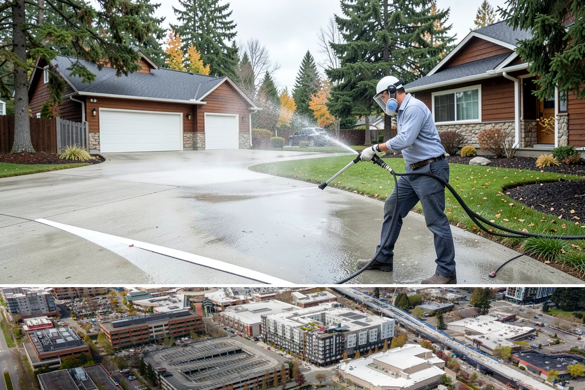 HOA Pressure Washing in Redmond, King County, WA - A spring deep clean paired with a fall moss treatment keeps community areas safe through Washington's wettest months.