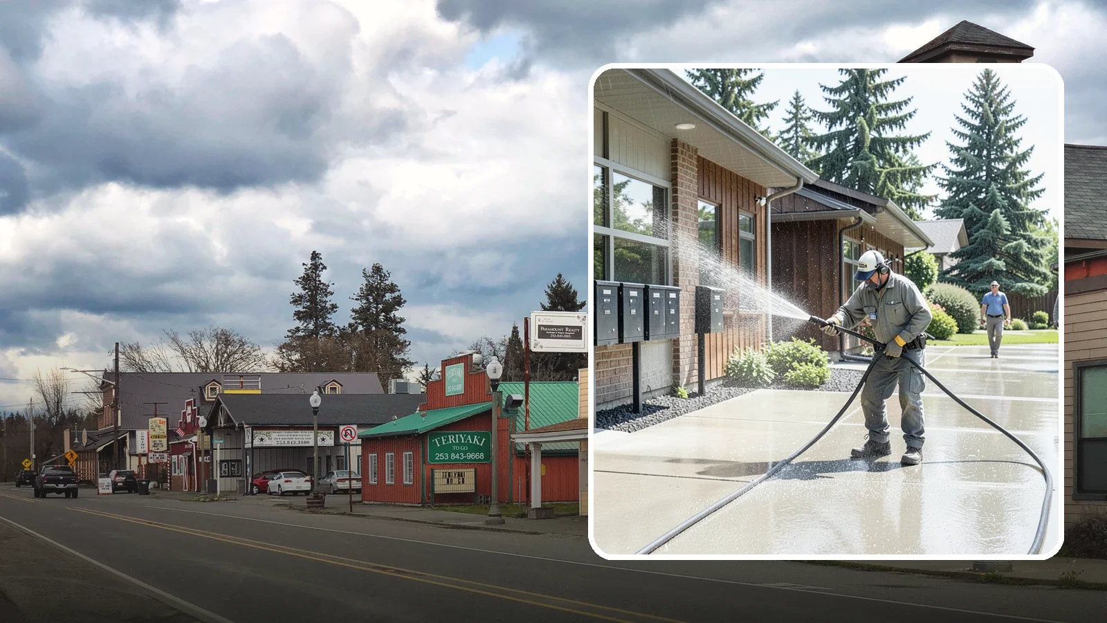 HOA Pressure Washing in Roy, Pierce County, WA - We help Washington homeowner associations maintain clean shared sidewalks, mailboxes, and community structures on a predictable...