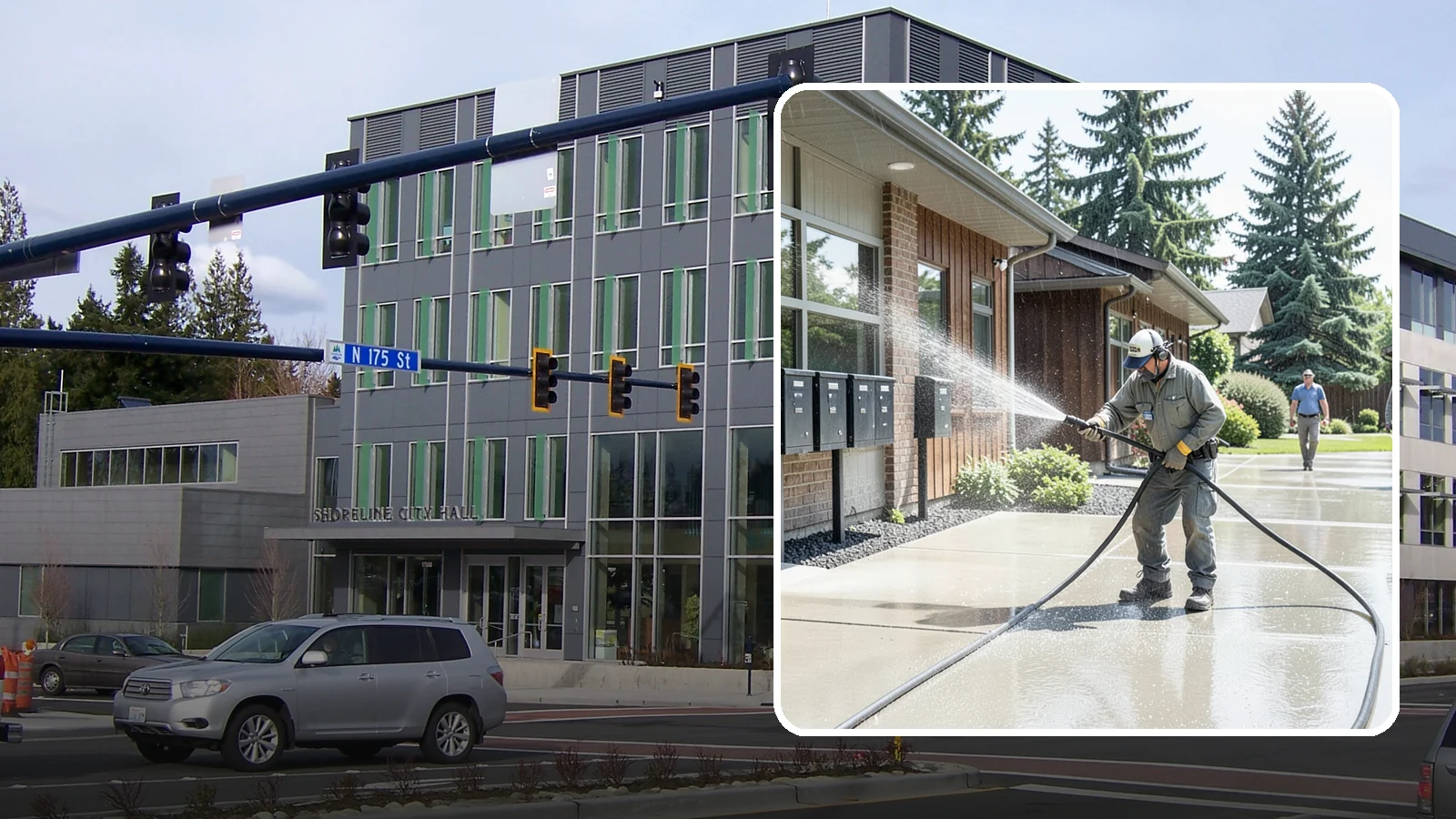HOA Pressure Washing in Shoreline, King County, WA - We help Washington homeowner associations maintain clean shared sidewalks, mailboxes, and community structures on a predictable...