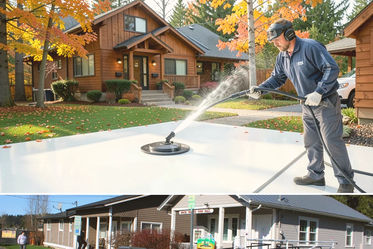 HOA Pressure Washing in South Prairie, Pierce County, WA - A spring deep clean paired with a fall moss treatment keeps community areas safe through Washington's wettest months.