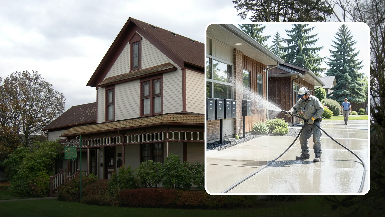 HOA Pressure Washing in Sumner, Pierce County, WA - We help Washington homeowner associations maintain clean shared sidewalks, mailboxes, and community structures on a predictable...