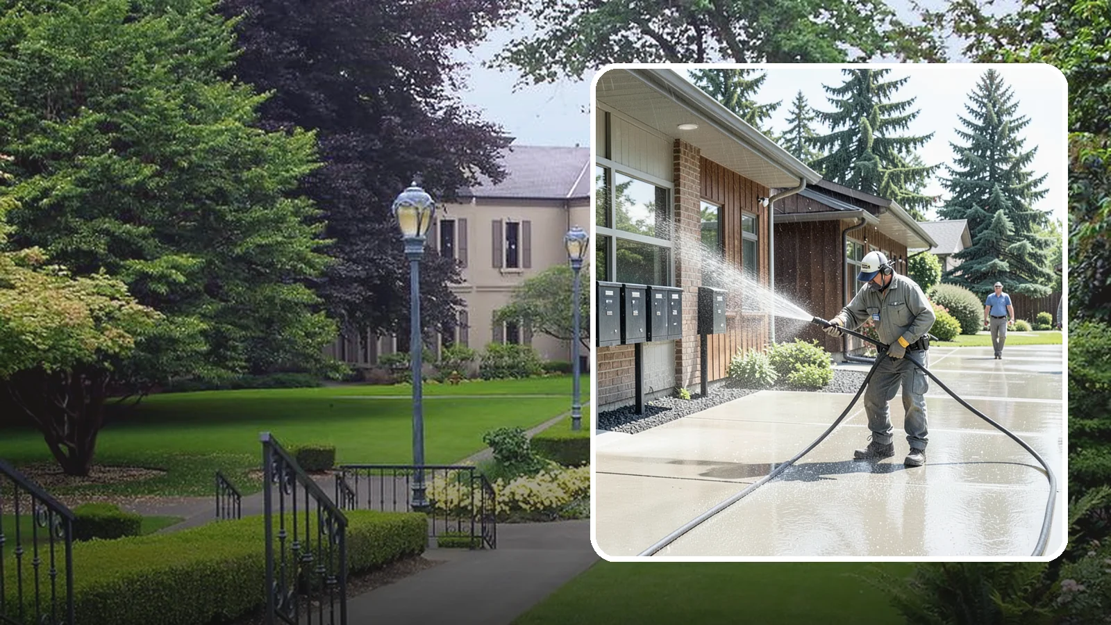 HOA Pressure Washing in Woodinville, King County, WA - We help Washington homeowner associations maintain clean shared sidewalks, mailboxes, and community structures on a predictable...