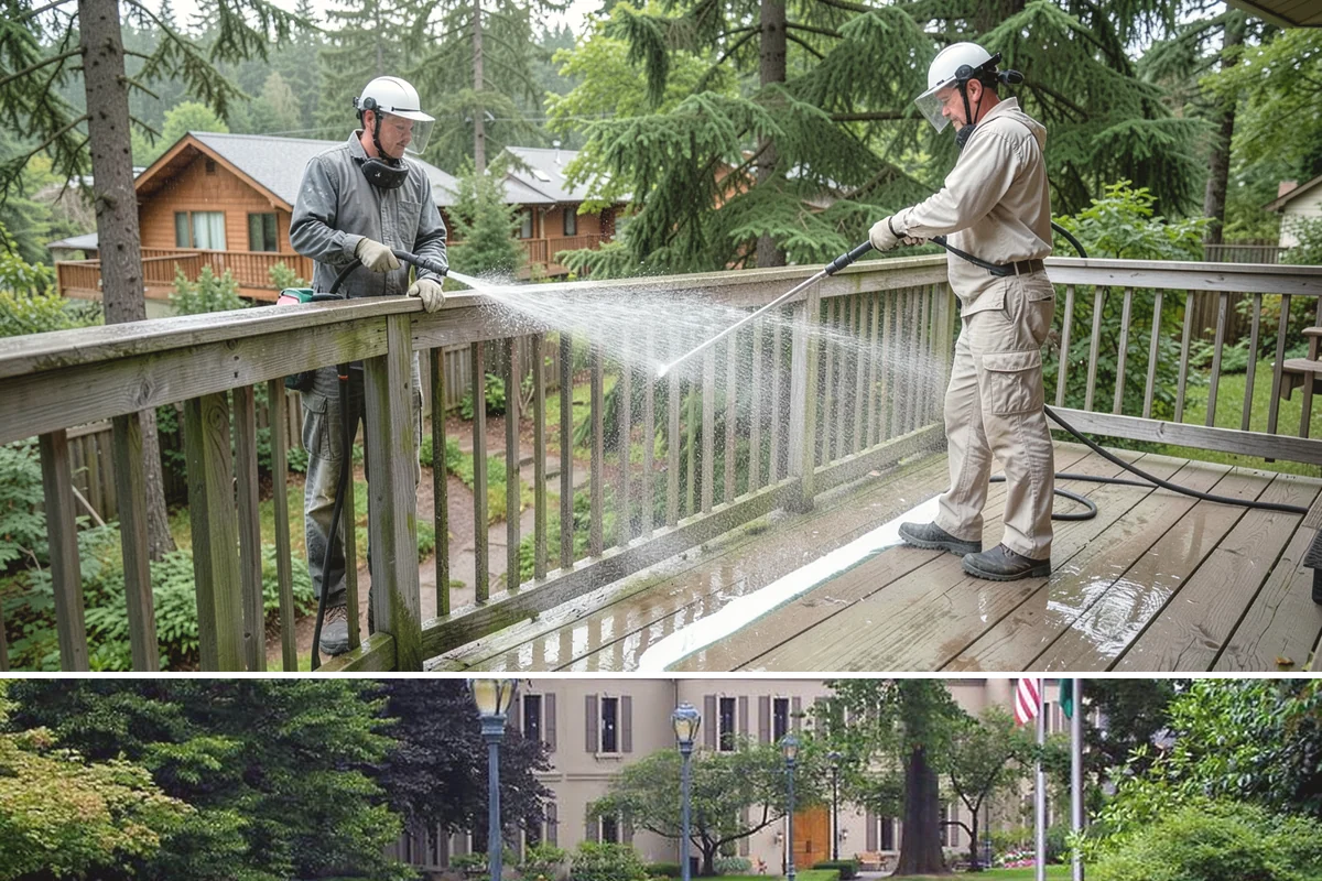 HOA Pressure Washing in Woodinville, King County, WA - A spring deep clean paired with a fall moss treatment keeps community areas safe through Washington's wettest months.
