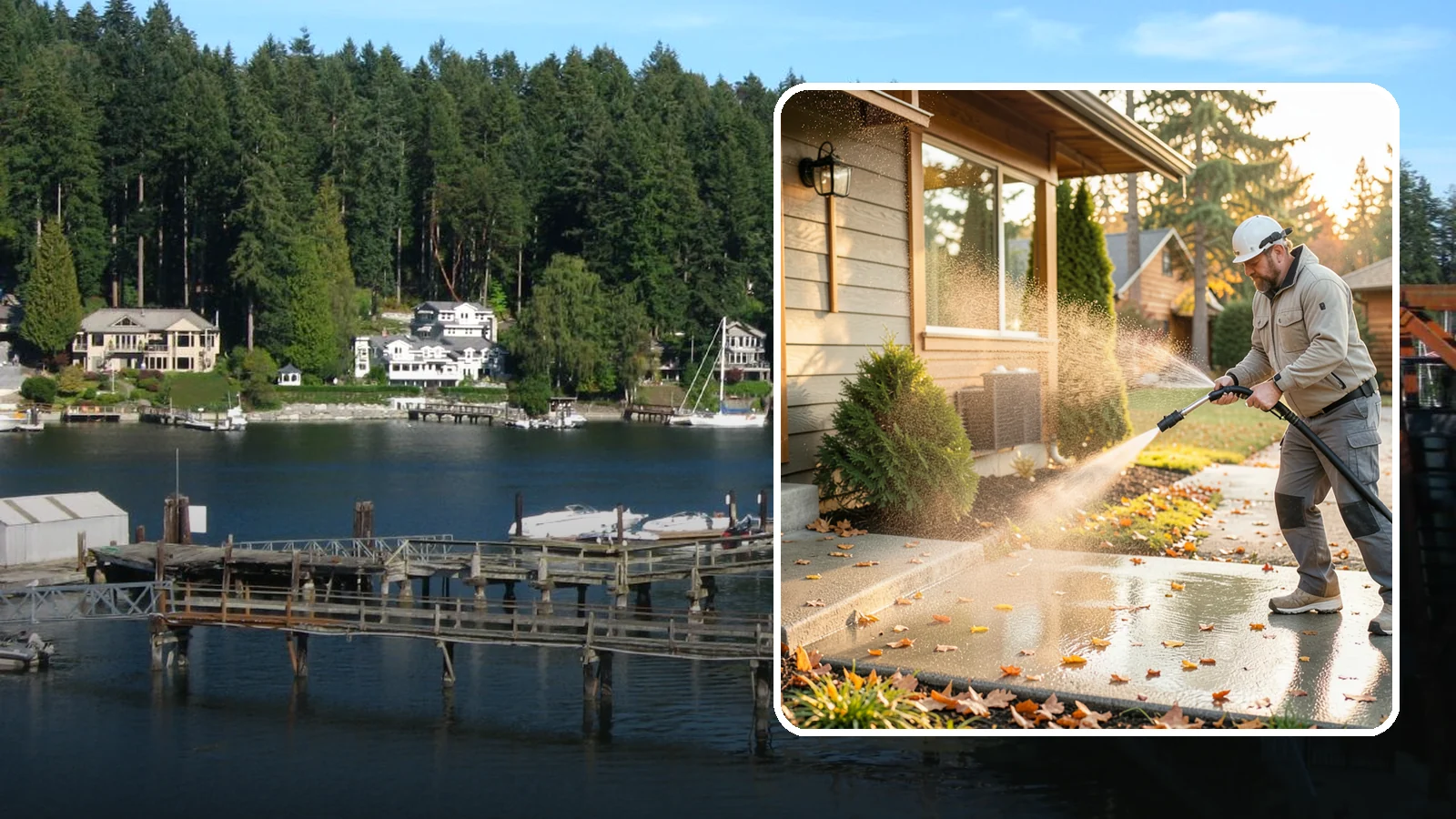 Holiday Cleanup Washing in Gig Harbor, Pierce County, WA - Holiday cleanup washing gets your home guest-ready by clearing grime from entrances, walkways, and gathering areas before the...