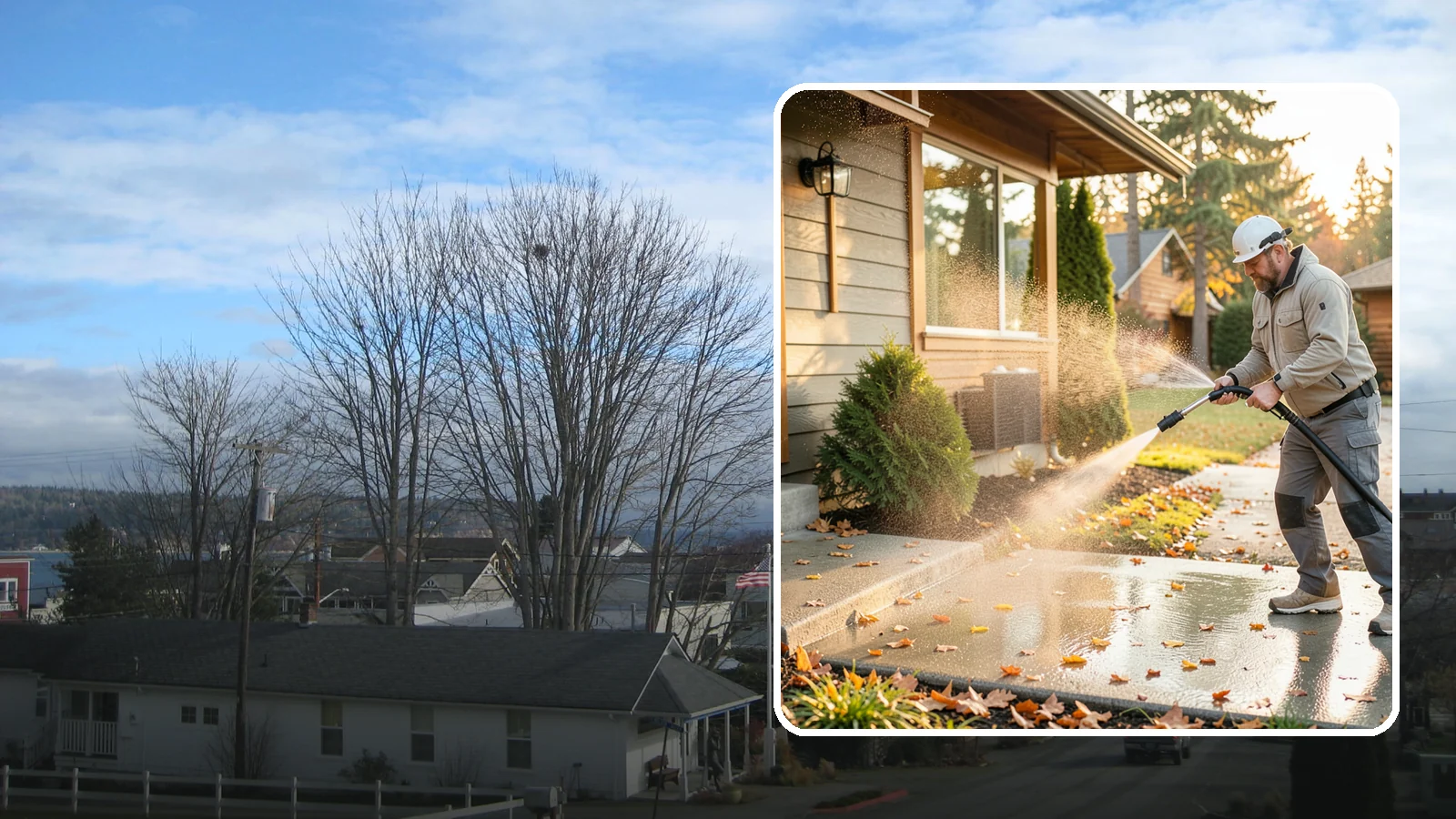 Holiday Cleanup Washing in Langley, Island County, WA - Holiday cleanup washing gets your home guest-ready by clearing grime from entrances, walkways, and gathering areas before the...