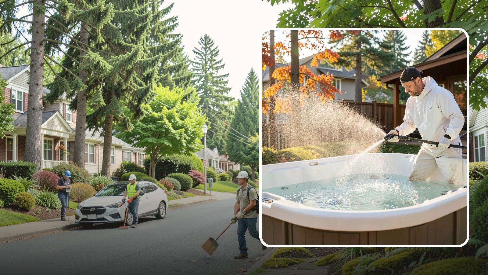 Hot Tub Cleaning in Beaux Arts Village, King County, WA - We clean hot tub shells, covers, and cabinets so your spa stays inviting instead of growing a waterline of grime and mold.