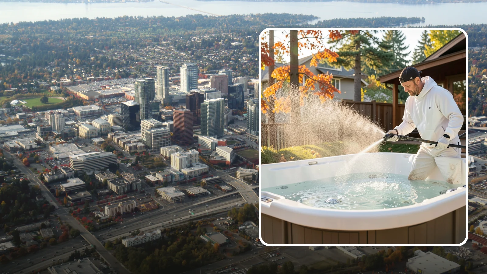 Hot Tub Cleaning in Bellevue, King County, WA - We clean hot tub shells, covers, and cabinets so your spa stays inviting instead of growing a waterline of grime and mold.