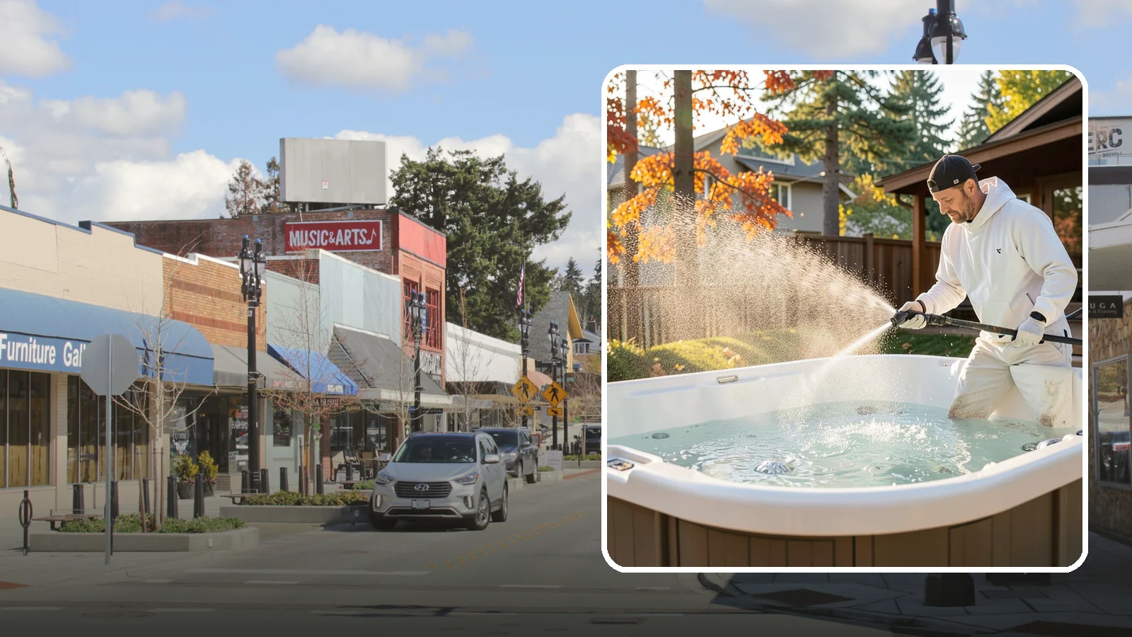 Hot Tub Cleaning in Bothell, King County, WA - We clean hot tub shells, covers, and cabinets so your spa stays inviting instead of growing a waterline of grime and mold.