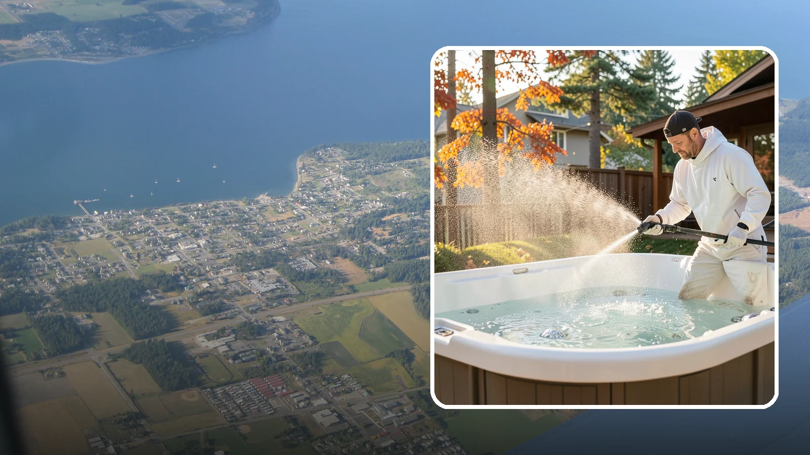 Hot Tub Cleaning in Coupeville, Island County, WA - We clean hot tub shells, covers, and cabinets so your spa stays inviting instead of growing a waterline of grime and mold.