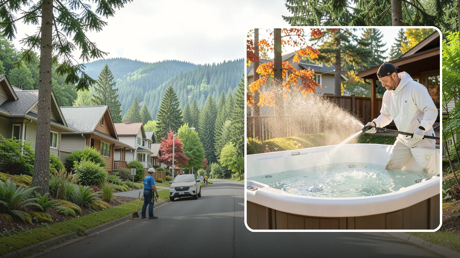 Hot Tub Cleaning in Darrington, Snohomish County, WA - We clean hot tub shells, covers, and cabinets so your spa stays inviting instead of growing a waterline of grime and mold.