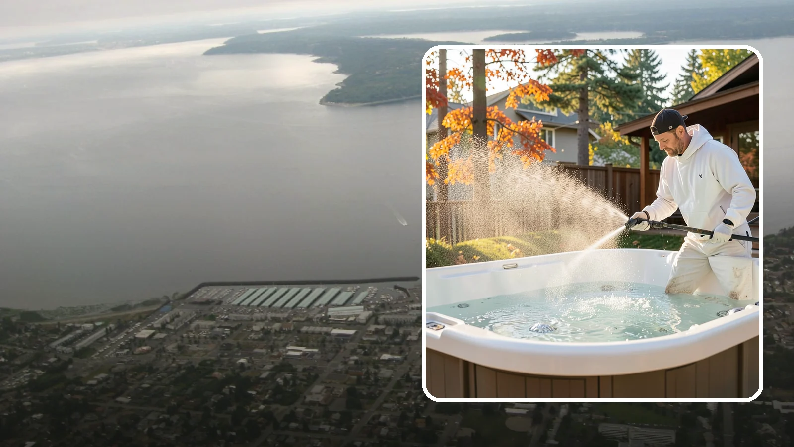 Hot Tub Cleaning in Des Moines, King County, WA - We clean hot tub shells, covers, and cabinets so your spa stays inviting instead of growing a waterline of grime and mold.