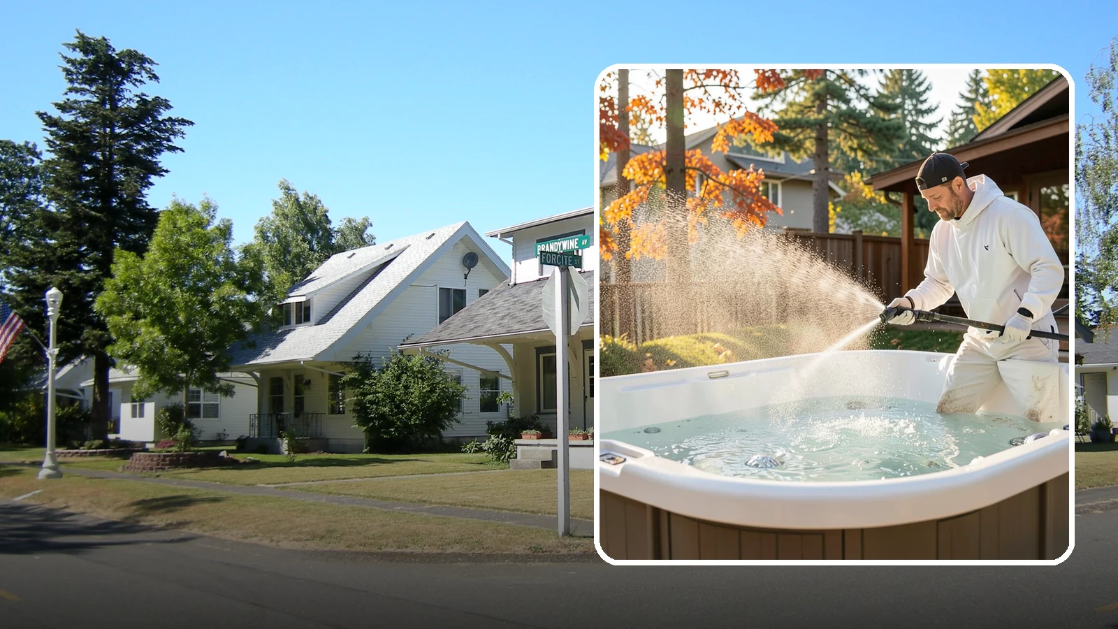 Hot Tub Cleaning in DuPont, Pierce County, WA - We clean hot tub shells, covers, and cabinets so your spa stays inviting instead of growing a waterline of grime and mold.