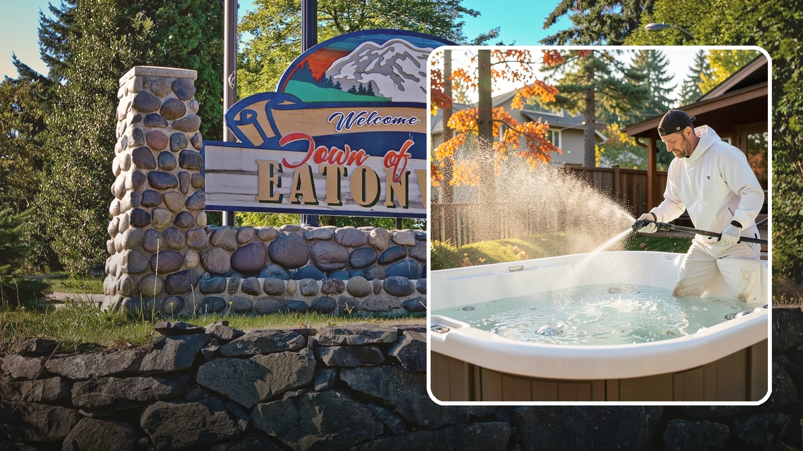 Hot Tub Cleaning in Eatonville, Pierce County, WA - We clean hot tub shells, covers, and cabinets so your spa stays inviting instead of growing a waterline of grime and mold.
