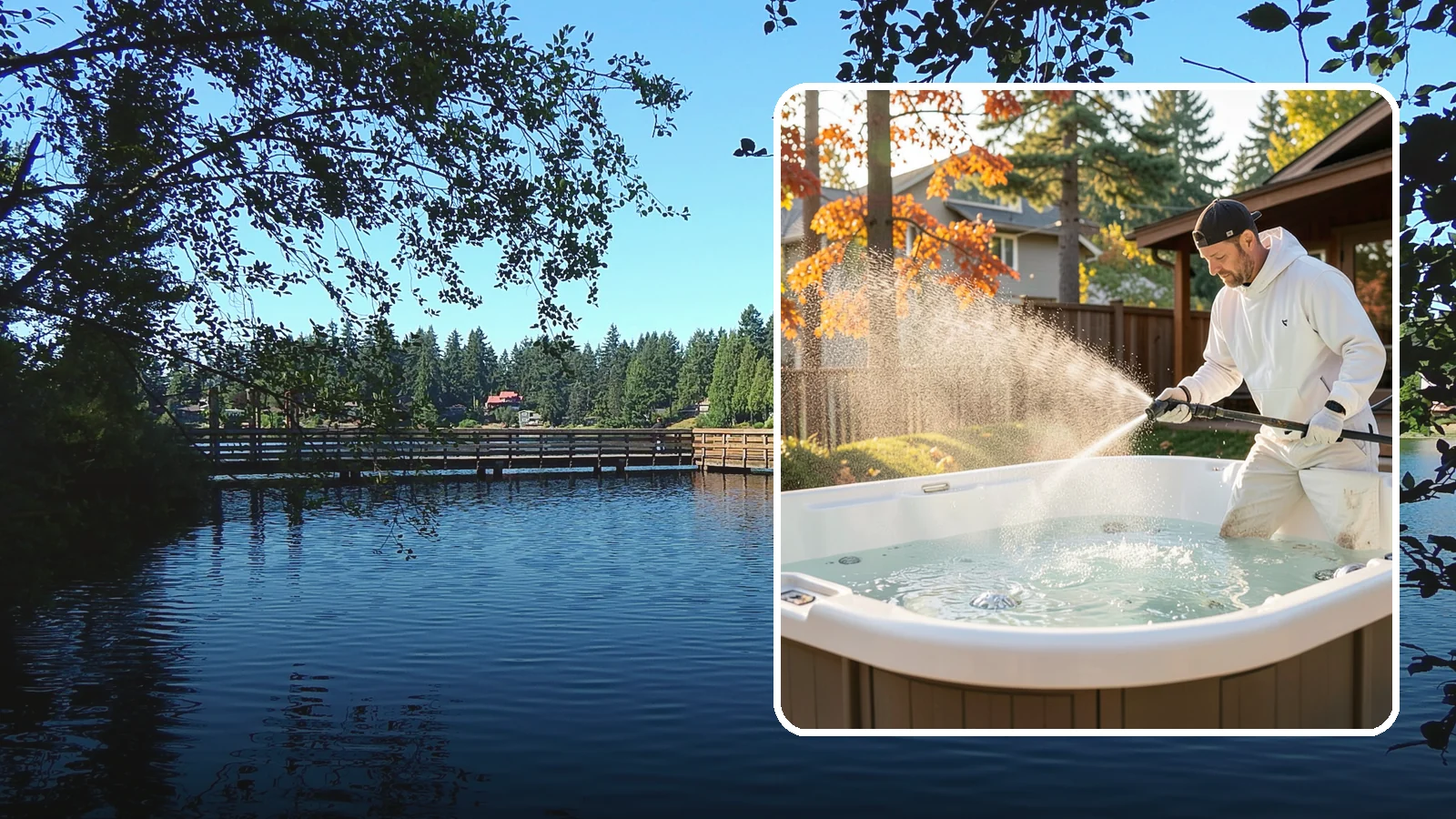 Hot Tub Cleaning in Federal Way, King County, WA - We clean hot tub shells, covers, and cabinets so your spa stays inviting instead of growing a waterline of grime and mold.