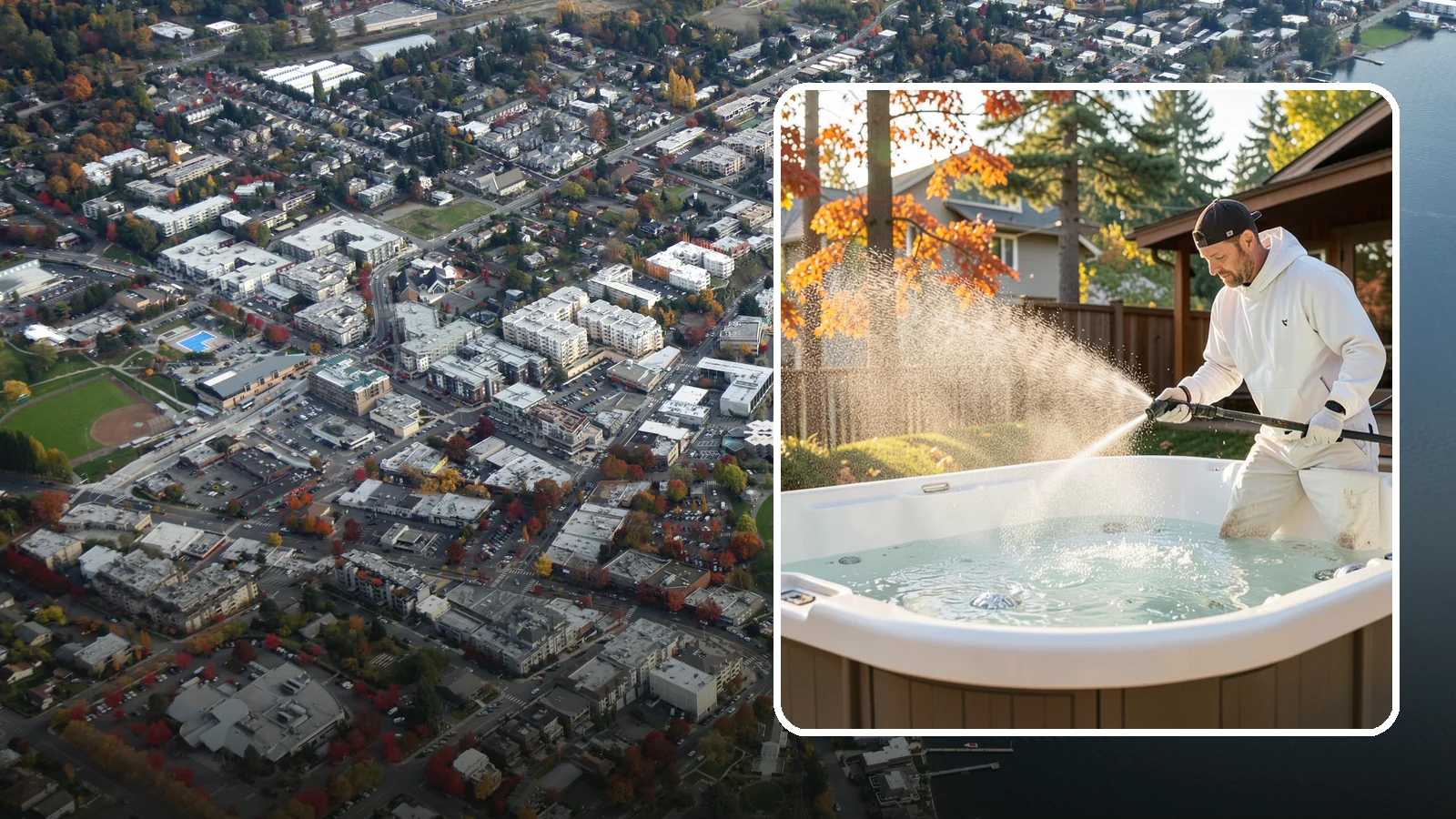 Hot Tub Cleaning in Kirkland, King County, WA - We clean hot tub shells, covers, and cabinets so your spa stays inviting instead of growing a waterline of grime and mold.