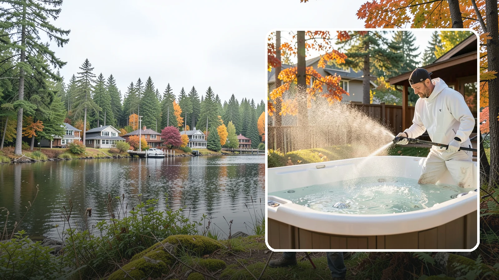 Hot Tub Cleaning in La Conner, Skagit County, WA - We clean hot tub shells, covers, and cabinets so your spa stays inviting instead of growing a waterline of grime and mold.