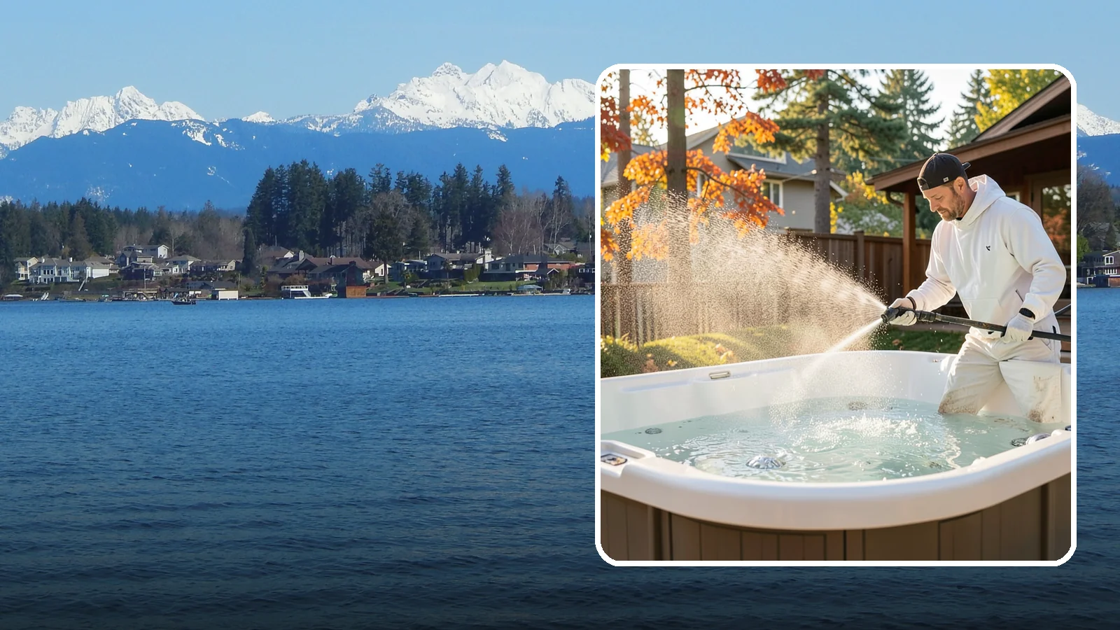 Hot Tub Cleaning in Lake Stevens, Snohomish County, WA - We clean hot tub shells, covers, and cabinets so your spa stays inviting instead of growing a waterline of grime and mold.