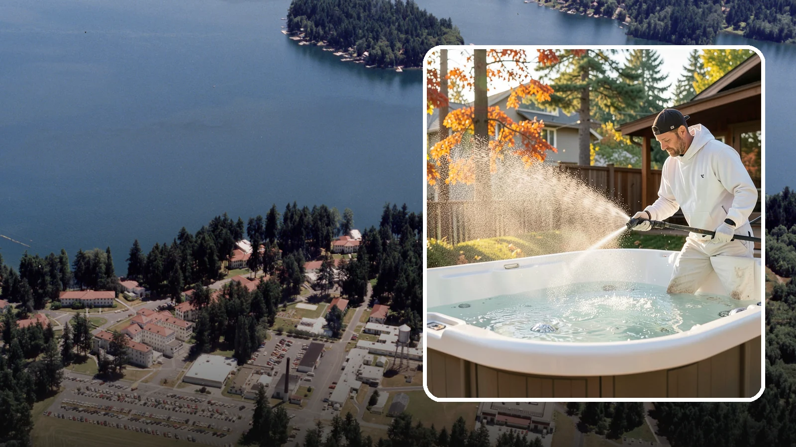 Hot Tub Cleaning in Lakewood, Pierce County, WA - We clean hot tub shells, covers, and cabinets so your spa stays inviting instead of growing a waterline of grime and mold.
