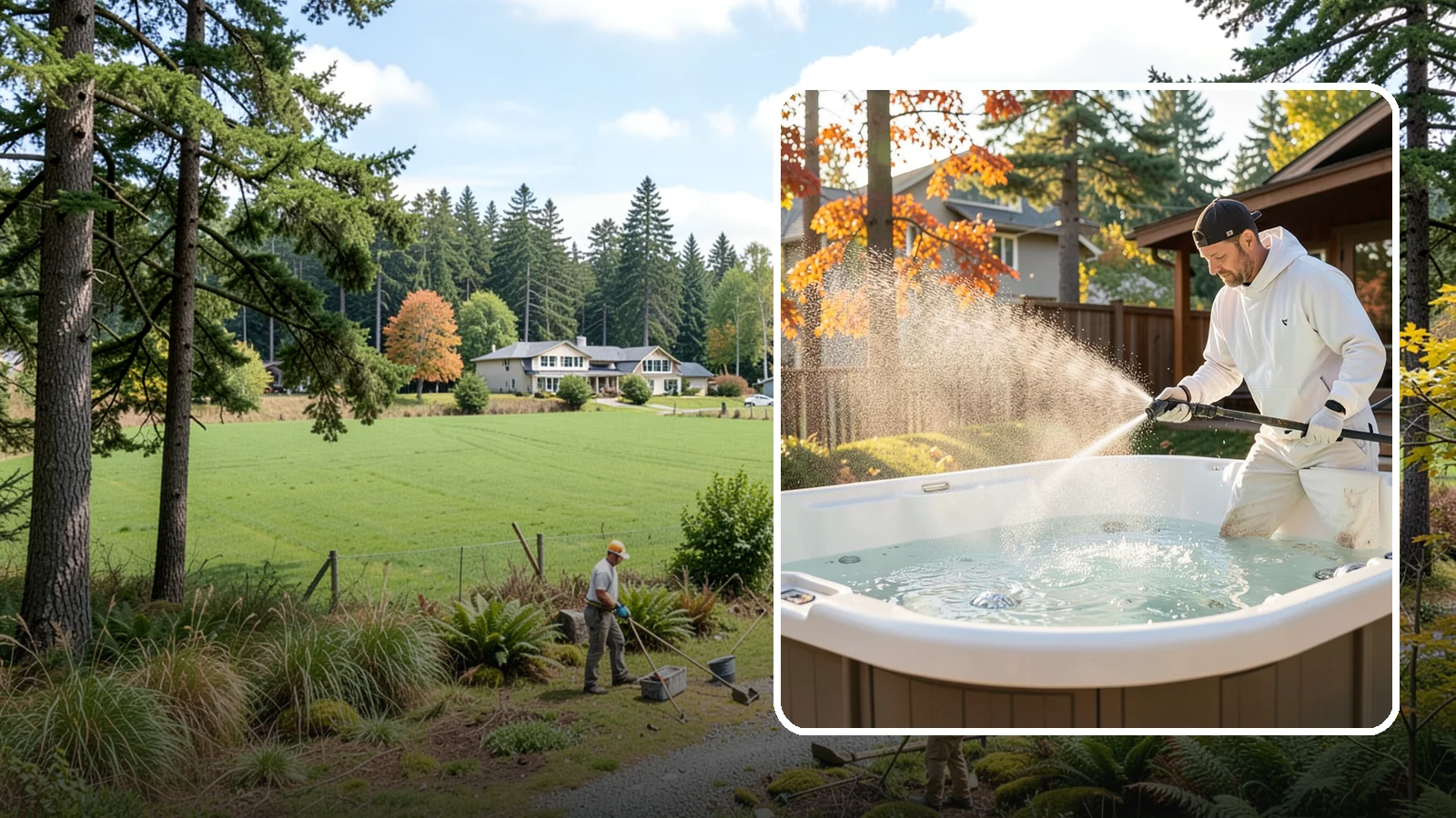 Hot Tub Cleaning in Lyman, Skagit County, WA - We clean hot tub shells, covers, and cabinets so your spa stays inviting instead of growing a waterline of grime and mold.