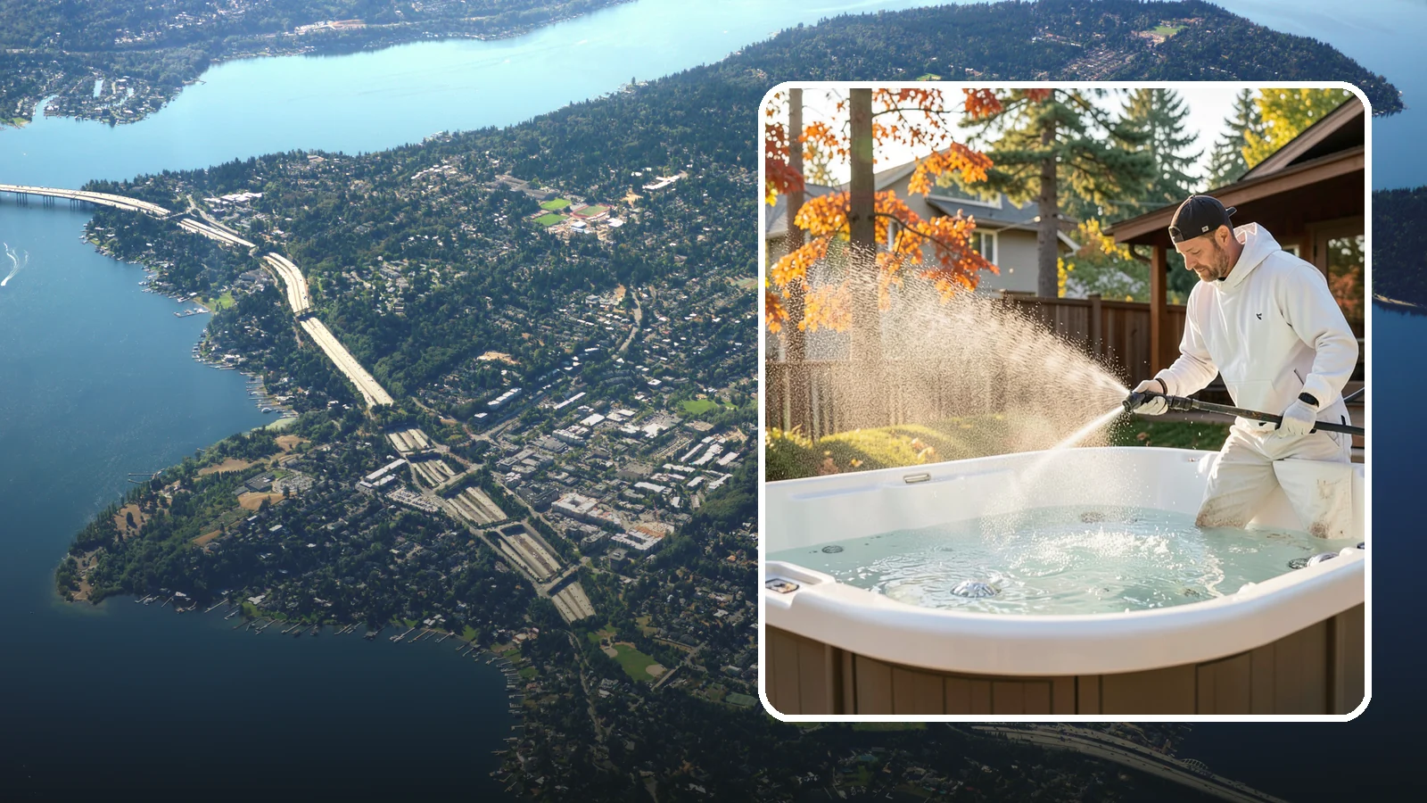 Hot Tub Cleaning in Mercer Island, King County, WA - We clean hot tub shells, covers, and cabinets so your spa stays inviting instead of growing a waterline of grime and mold.