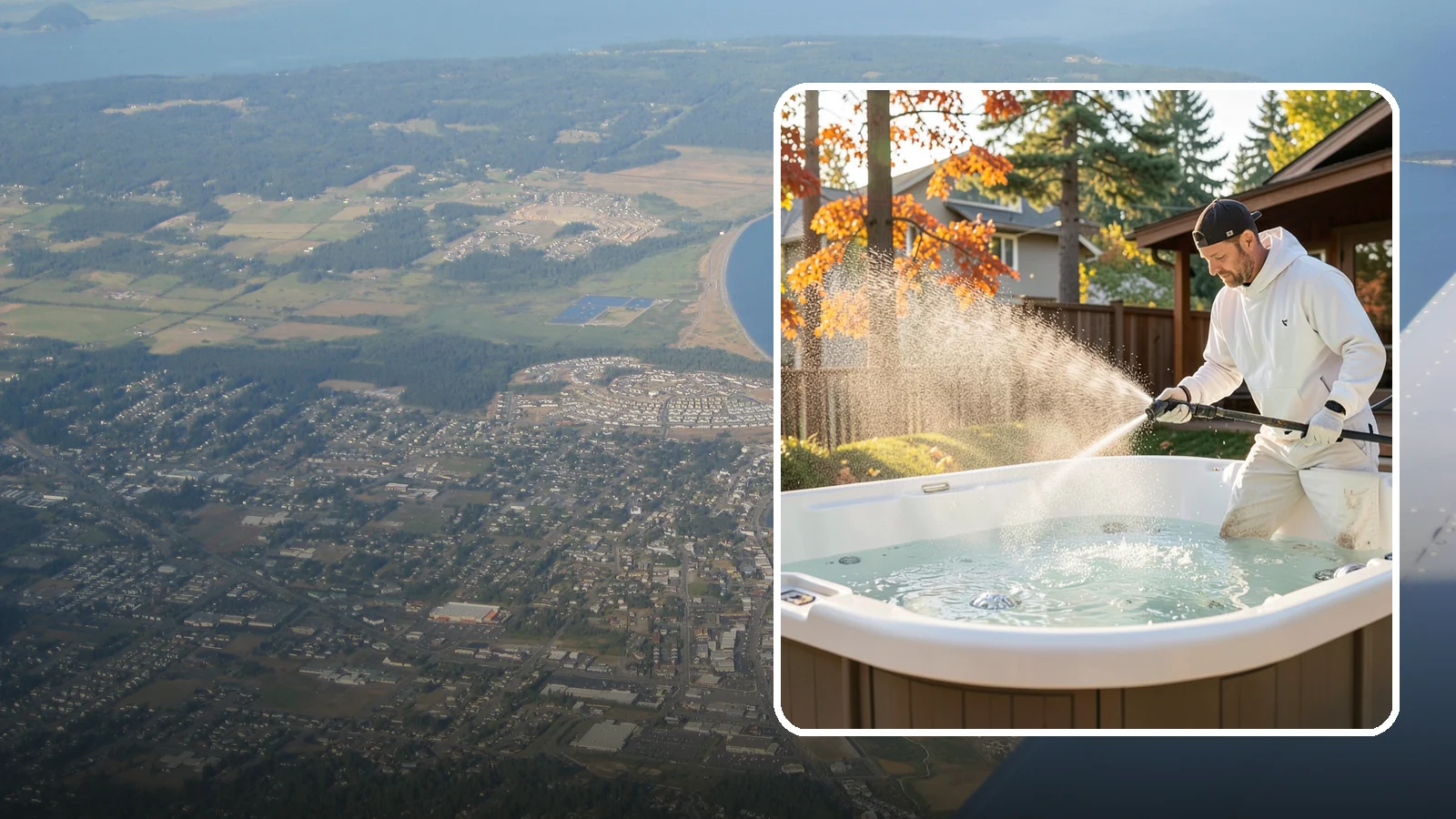 Hot Tub Cleaning in Oak Harbor, Island County, WA - We clean hot tub shells, covers, and cabinets so your spa stays inviting instead of growing a waterline of grime and mold.