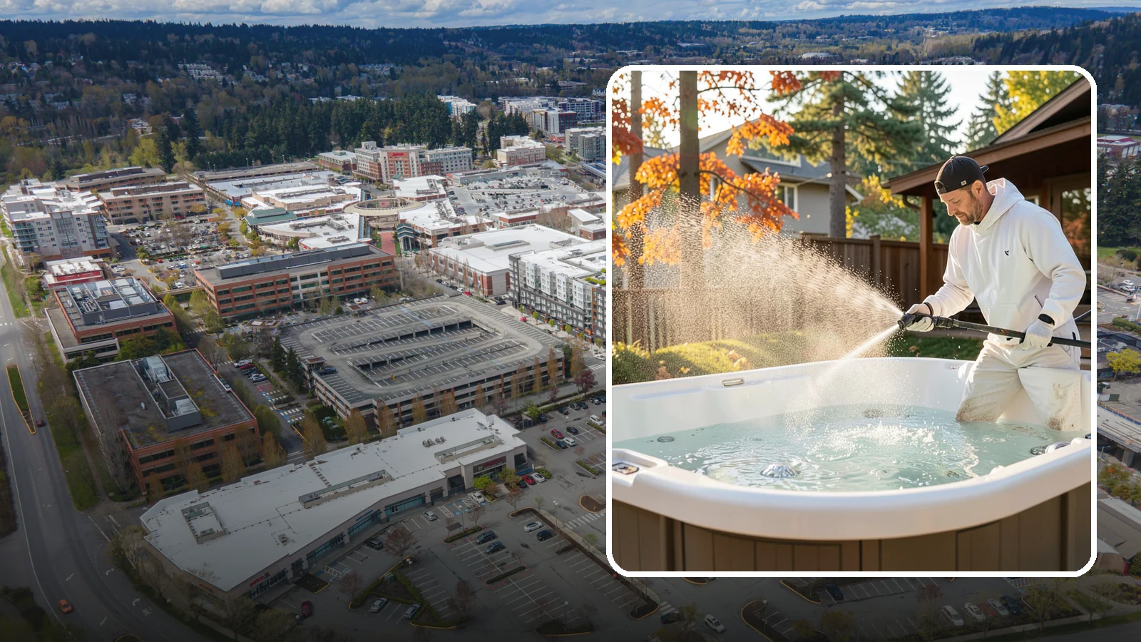 Hot Tub Cleaning in Redmond, King County, WA - We clean hot tub shells, covers, and cabinets so your spa stays inviting instead of growing a waterline of grime and mold.