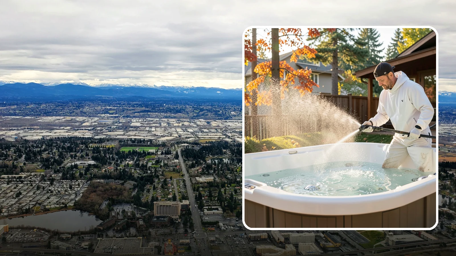 Hot Tub Cleaning in SeaTac, King County, WA - We clean hot tub shells, covers, and cabinets so your spa stays inviting instead of growing a waterline of grime and mold.