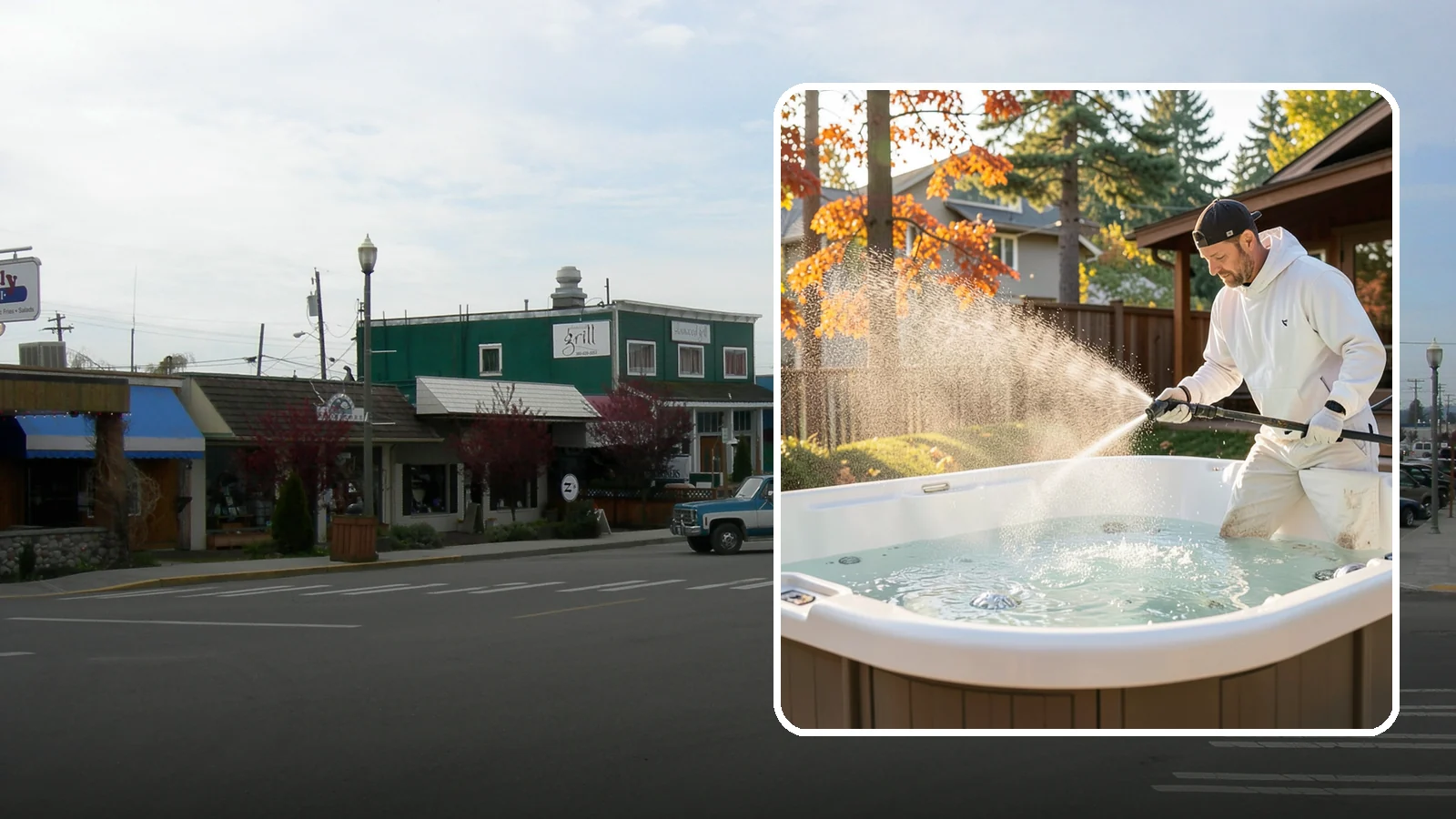 Hot Tub Cleaning in Stanwood, Snohomish County, WA - We clean hot tub shells, covers, and cabinets so your spa stays inviting instead of growing a waterline of grime and mold.