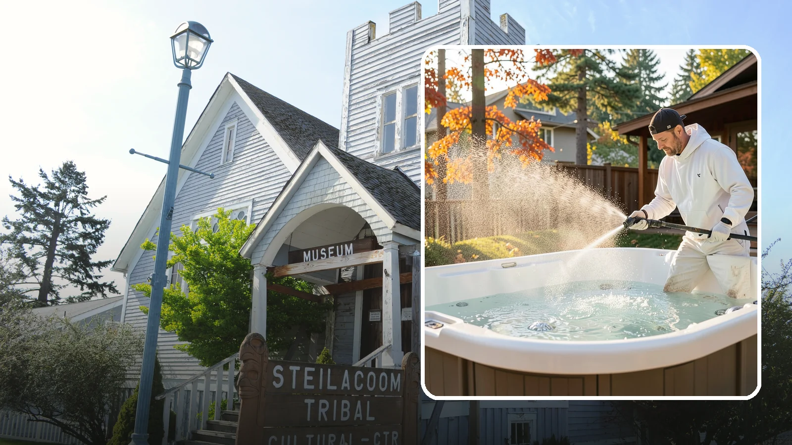 Hot Tub Cleaning in Steilacoom, Pierce County, WA - We clean hot tub shells, covers, and cabinets so your spa stays inviting instead of growing a waterline of grime and mold.