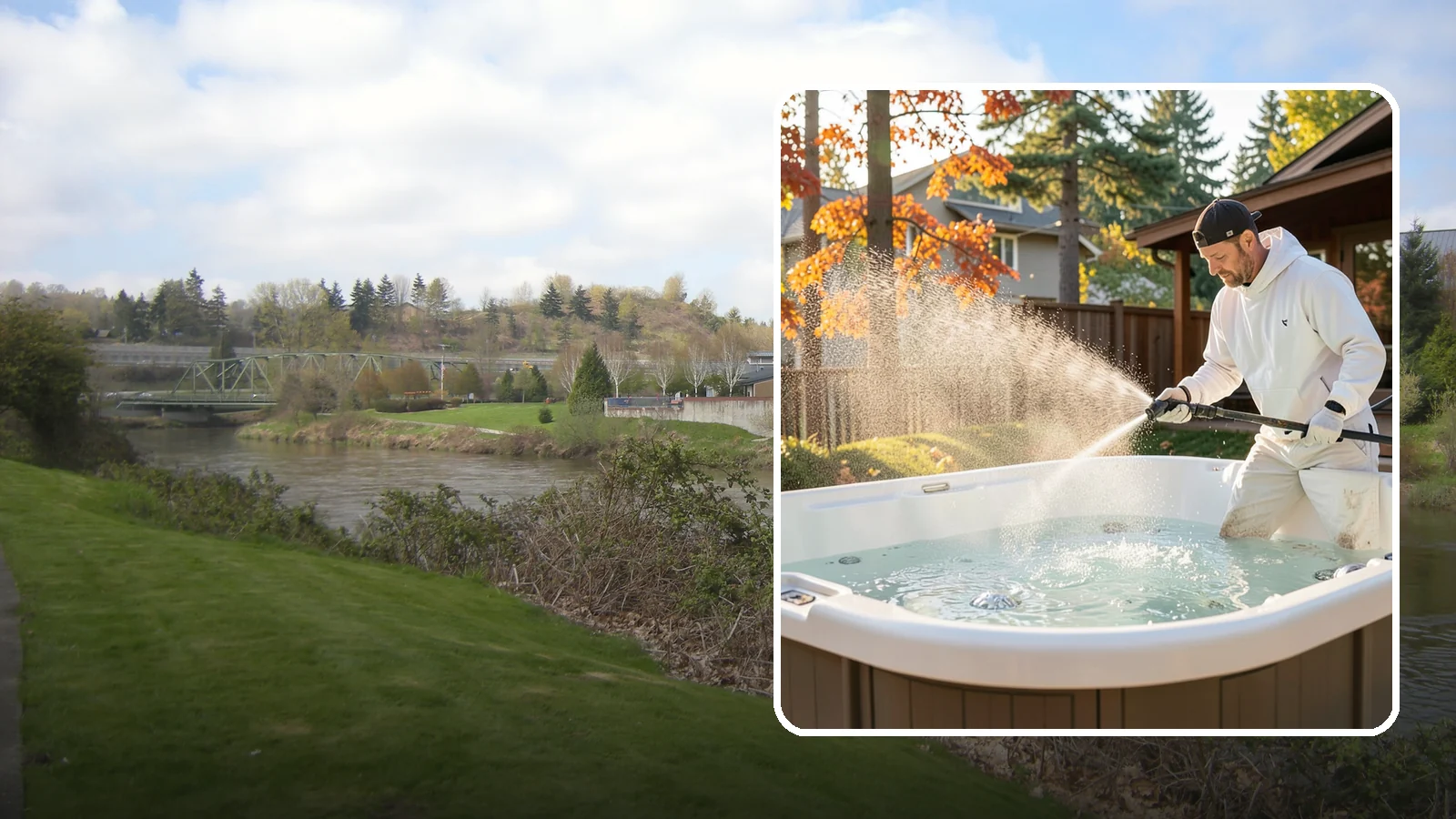 Hot Tub Cleaning in Tukwila, King County, WA - We clean hot tub shells, covers, and cabinets so your spa stays inviting instead of growing a waterline of grime and mold.