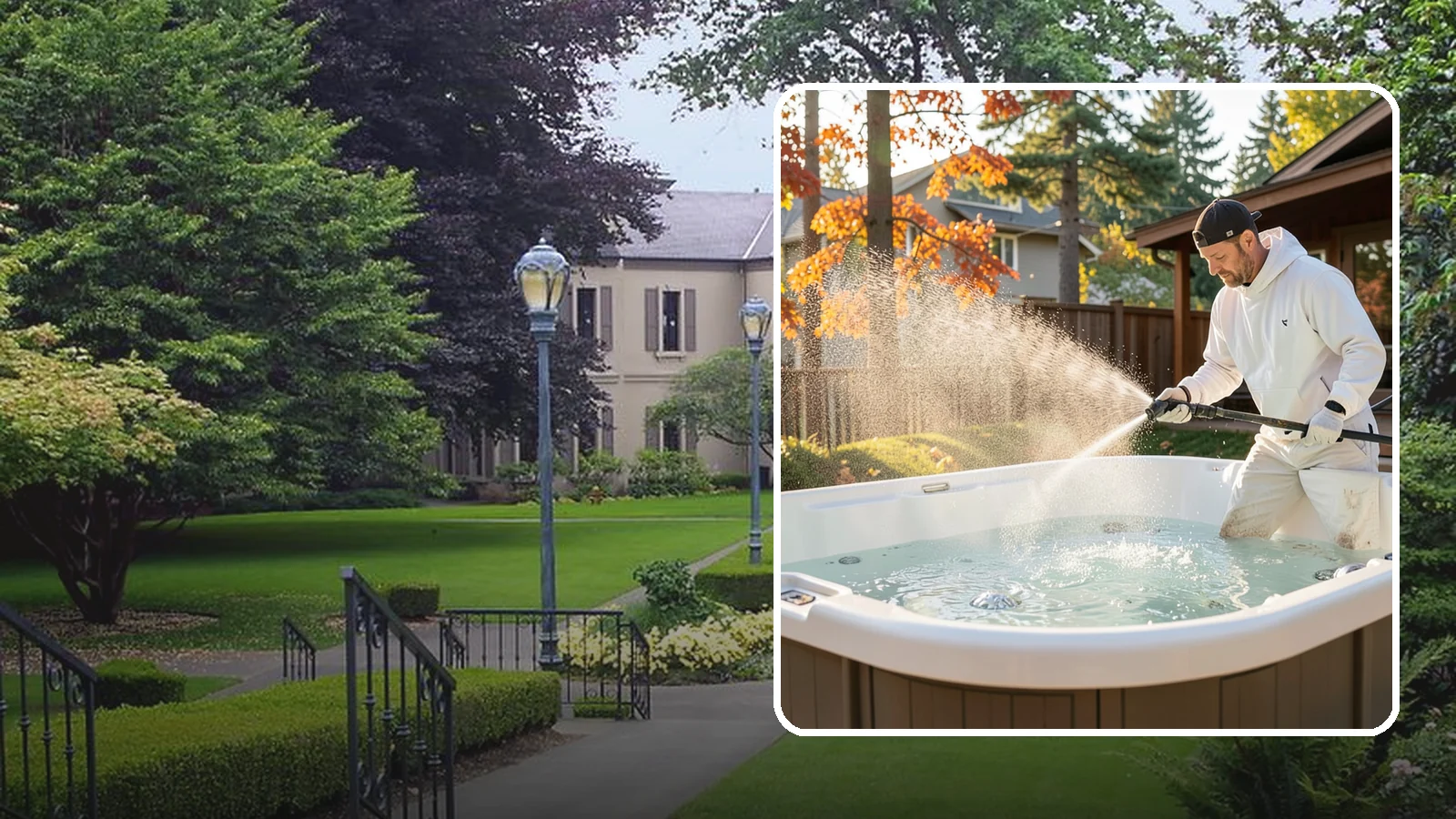 Hot Tub Cleaning in Woodinville, King County, WA - We clean hot tub shells, covers, and cabinets so your spa stays inviting instead of growing a waterline of grime and mold.