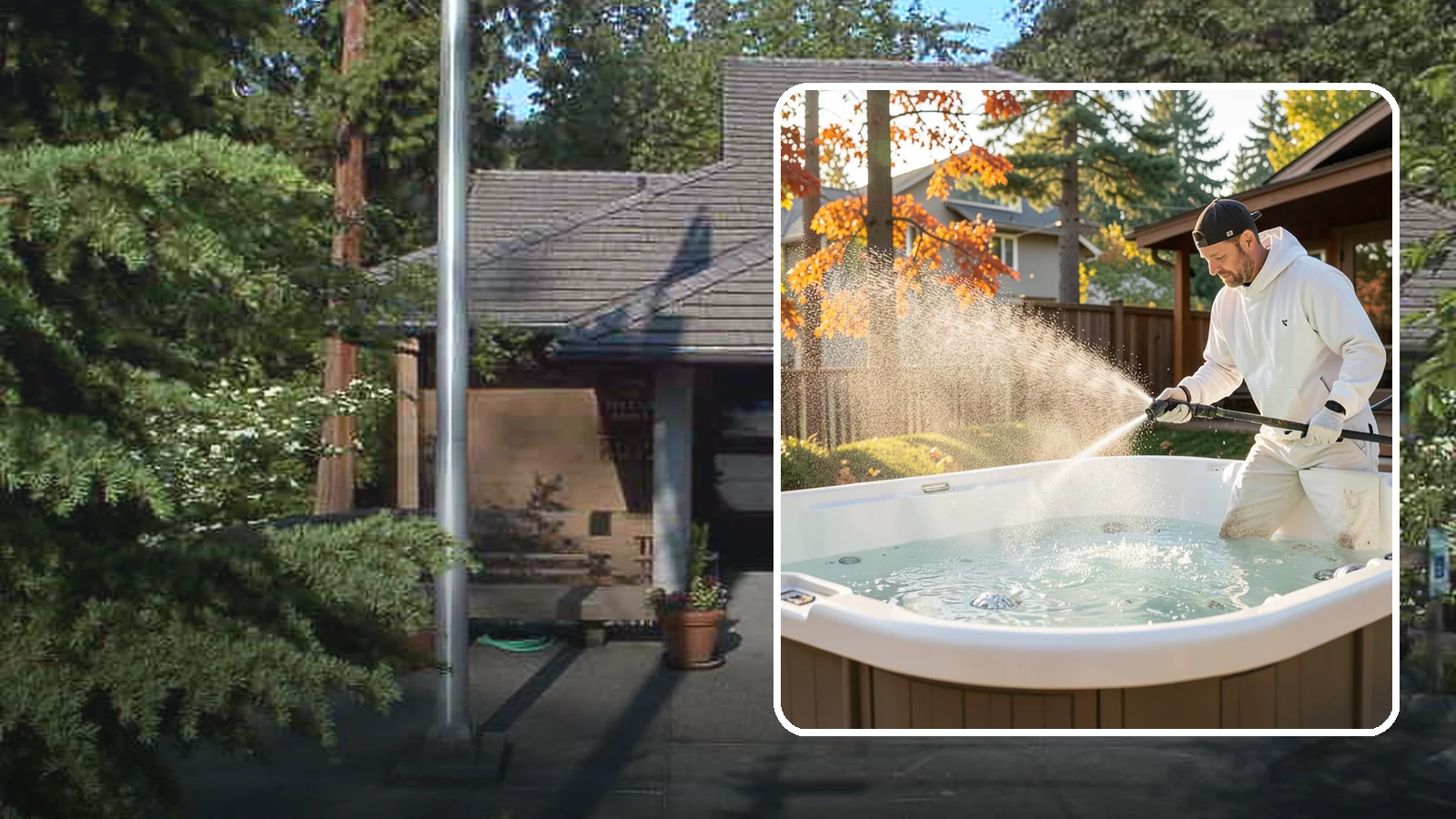 Hot Tub Cleaning in Yarrow Point, King County, WA - We clean hot tub shells, covers, and cabinets so your spa stays inviting instead of growing a waterline of grime and mold.
